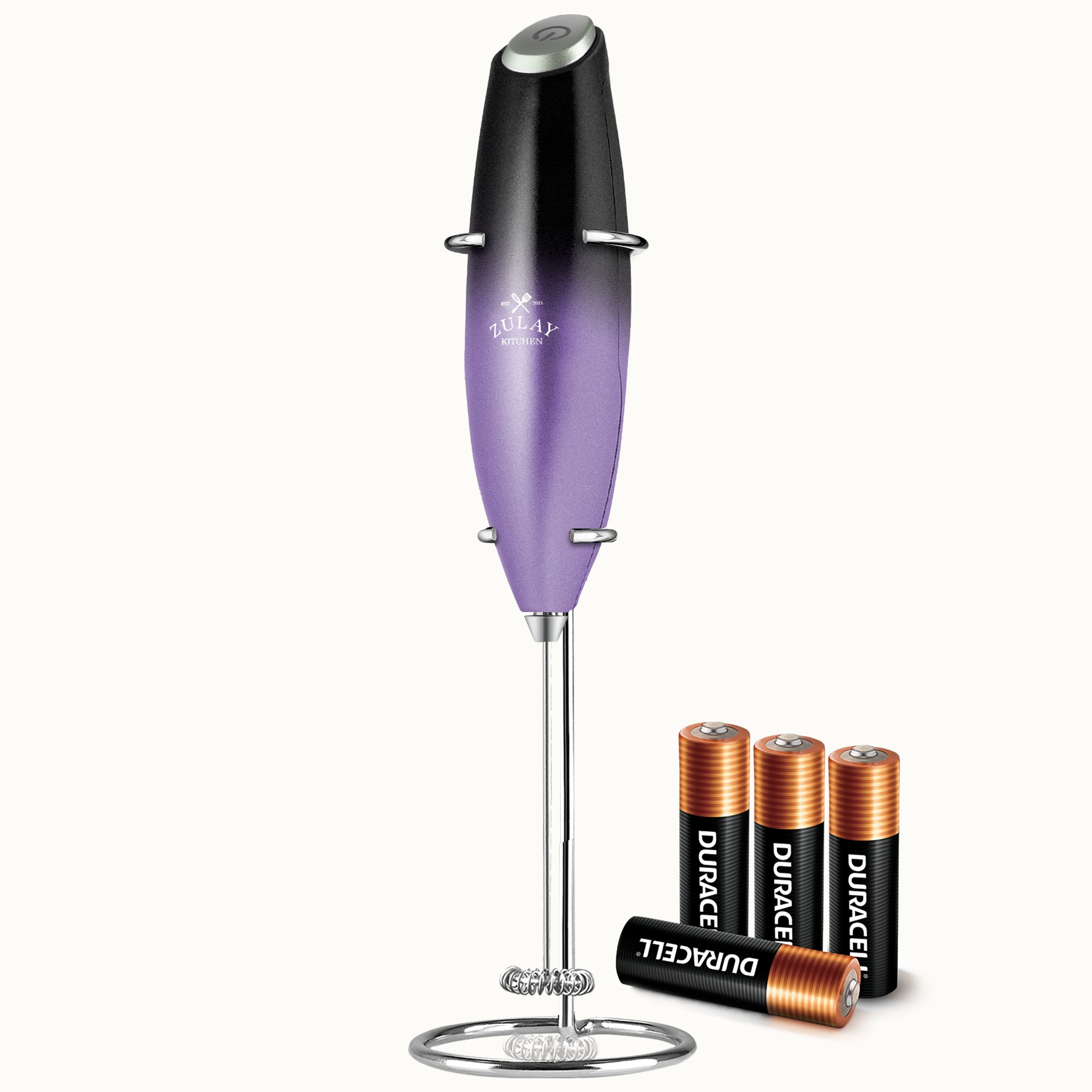 Milk Frother with 4 Batteries - Duracell Powered- Galaxy Black-Purple Blend by Zulay Kitchen