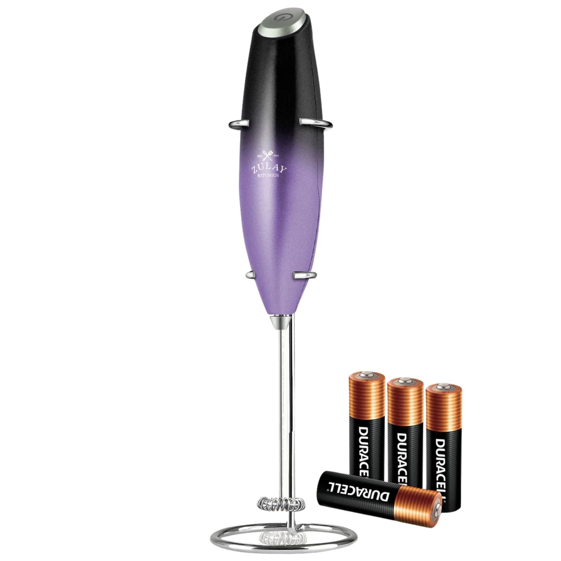 Milk Frother with 4 Batteries - Duracell Powered- Galaxy Black-Purple Blend by Zulay Kitchen