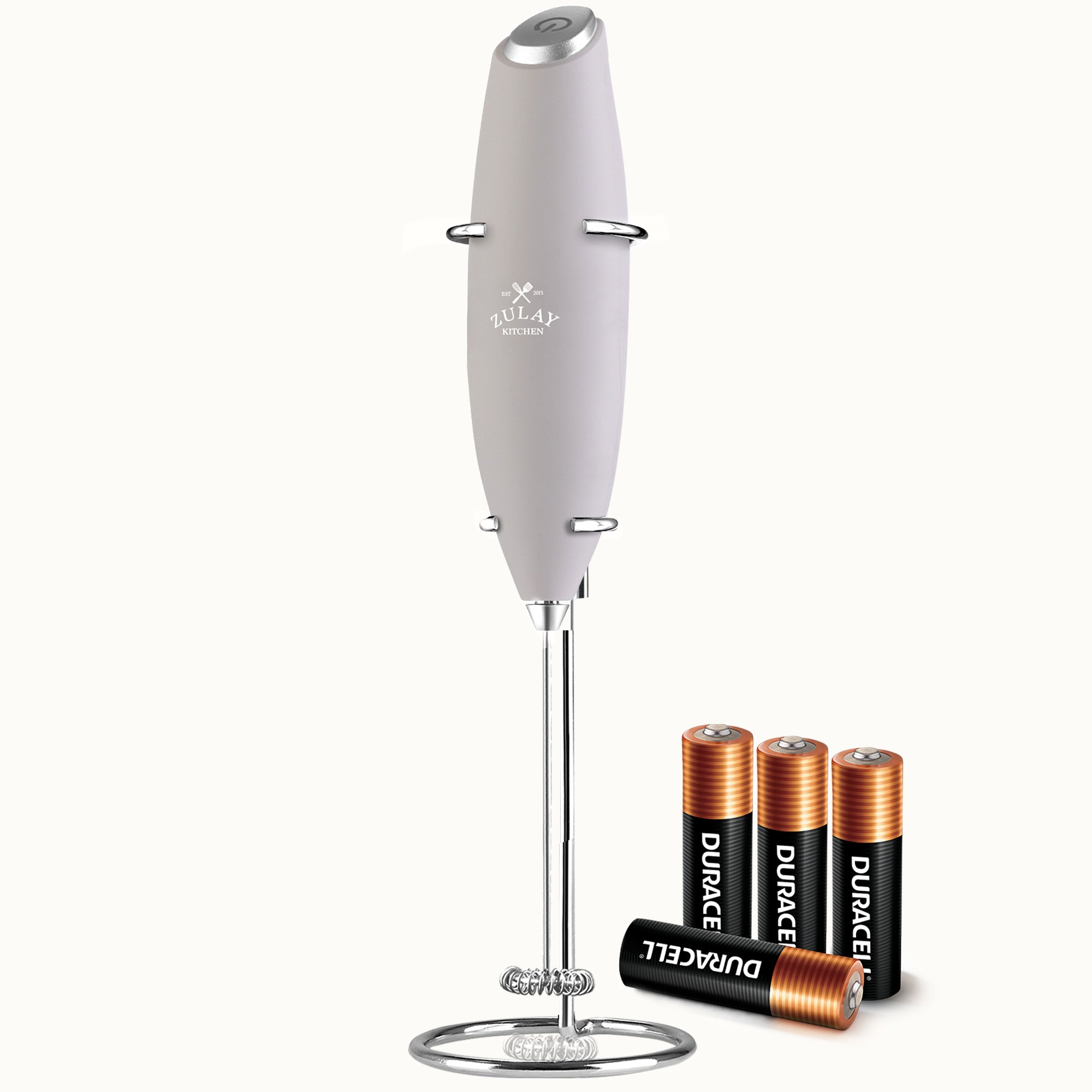 Milk Frother with 4 Batteries - Duracell Powered- Gray by Zulay Kitchen