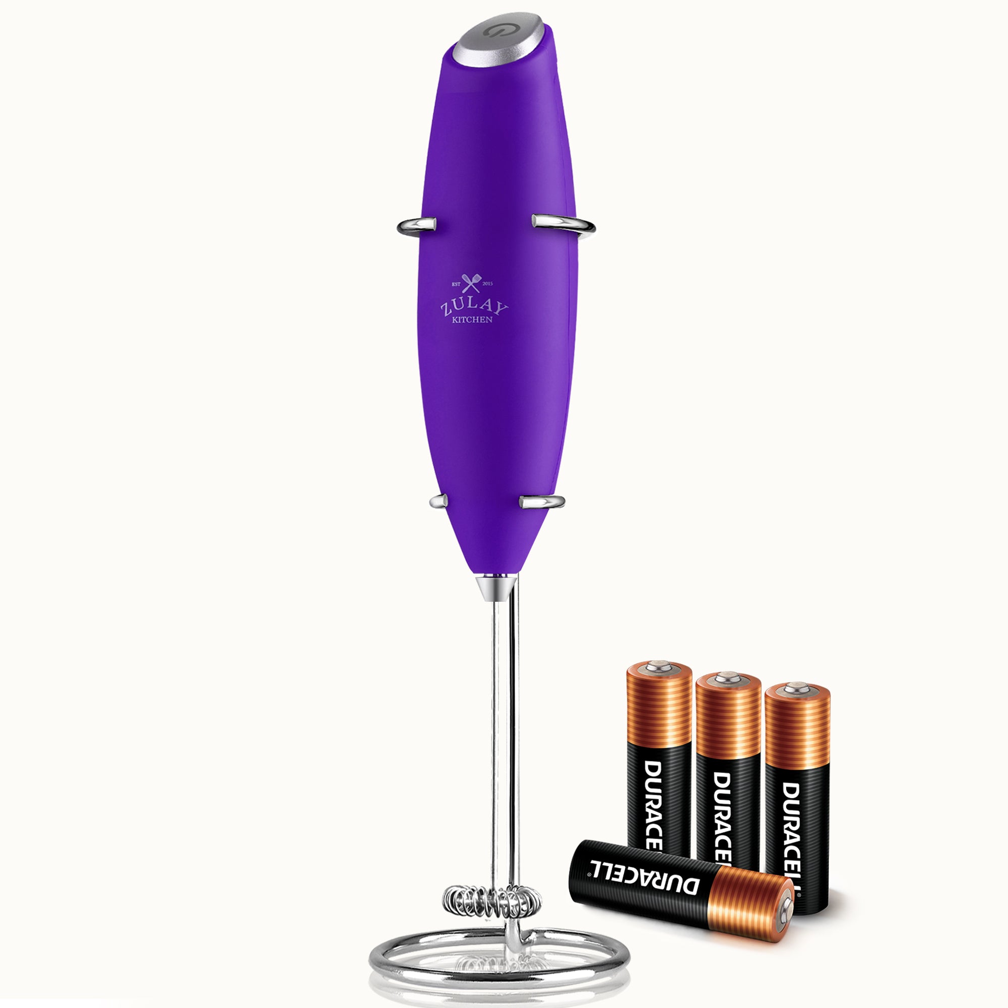 Milk Frother with 4 Batteries - Duracell Powered- Deep Purple by Zulay Kitchen
