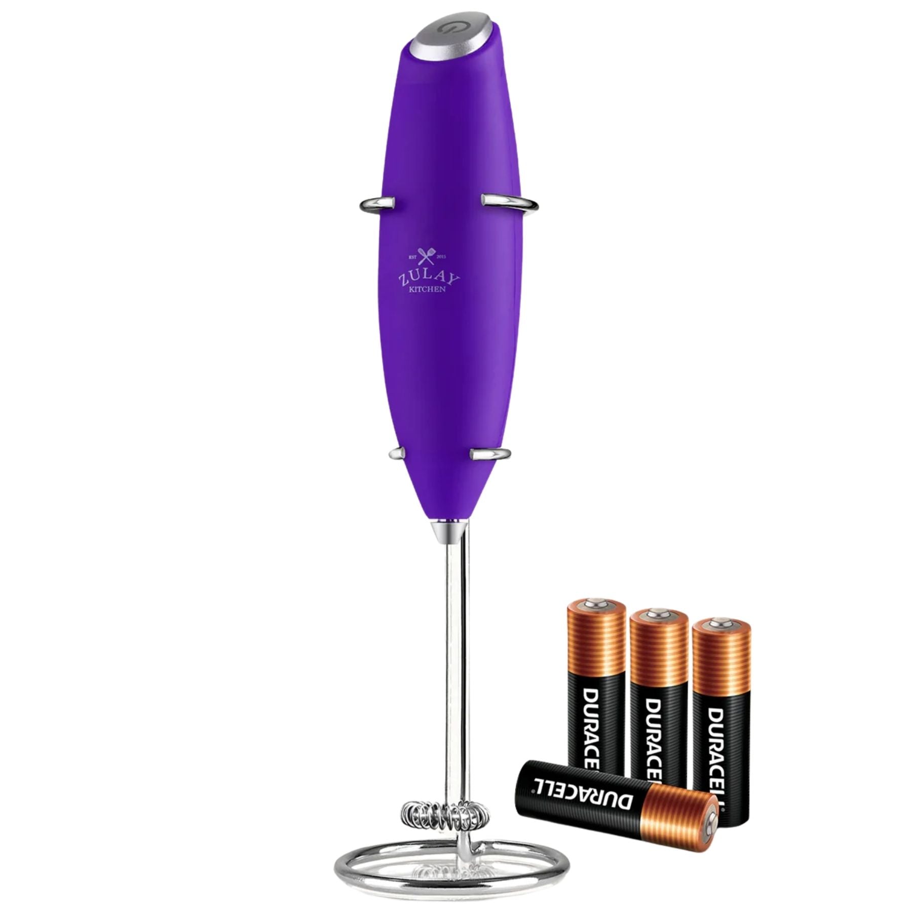Milk Frother with 4 Batteries - Duracell Powered- Deep Purple by Zulay Kitchen