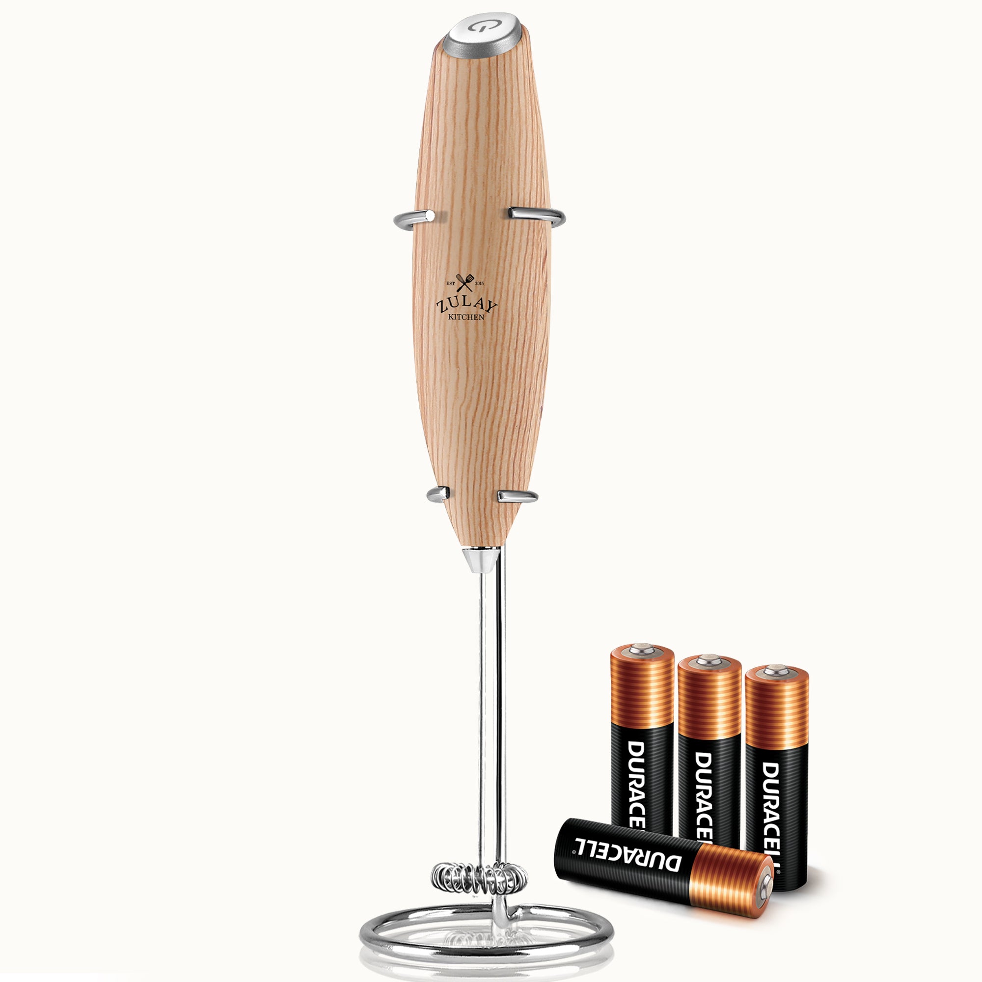 Milk Frother with 4 Batteries - Duracell Powered -Maple by Zulay Kitchen