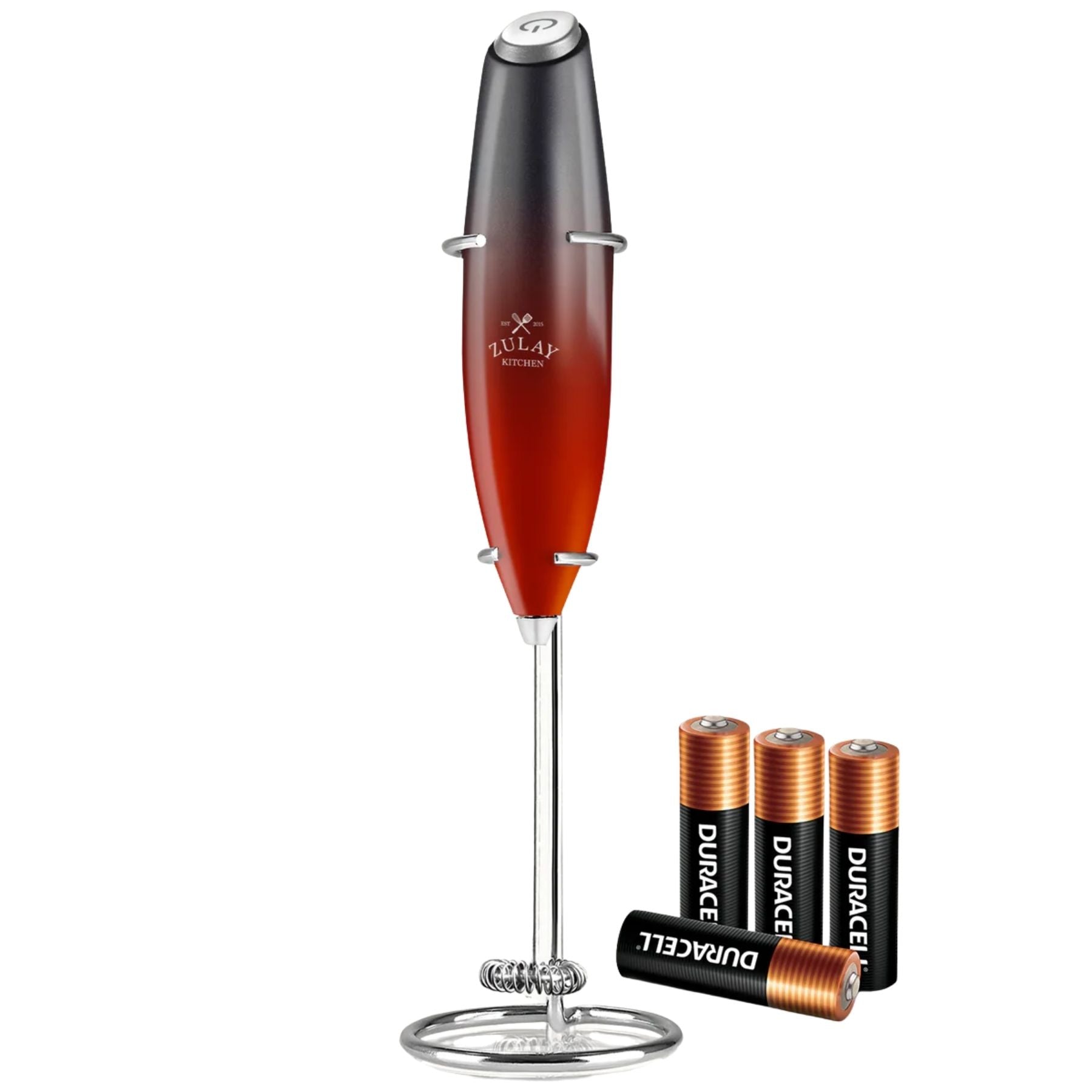 Milk Frother with 4 Batteries - Duracell Powered - Black n Red Blend by Zulay Kitchen