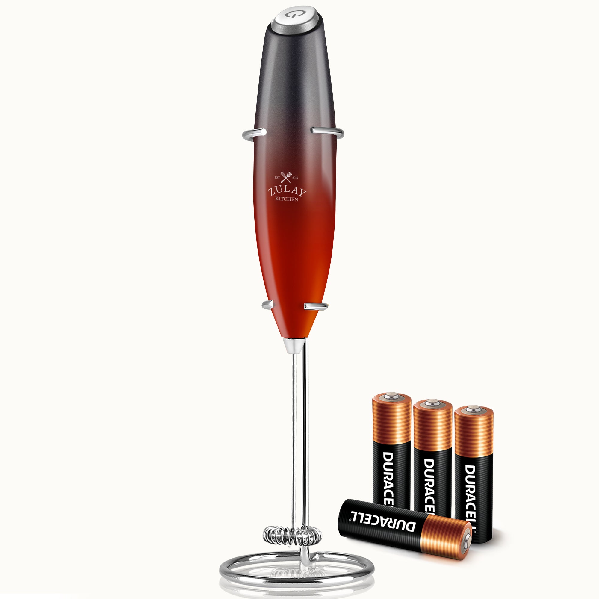 Milk Frother with 4 Batteries - Duracell Powered - Black n Red Blend by Zulay Kitchen