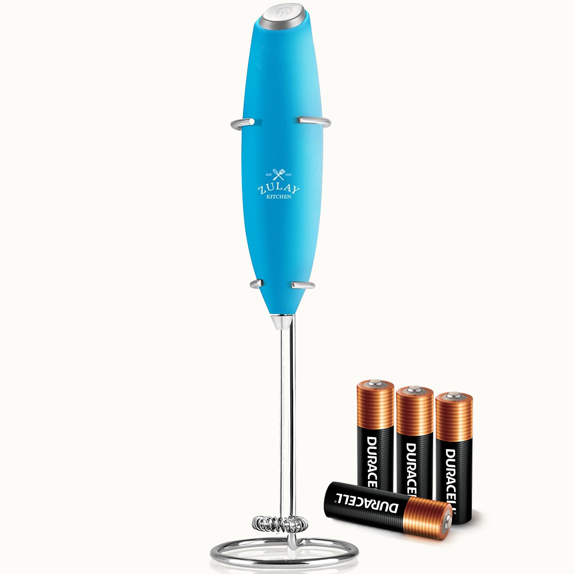 Milk Frother with 4 Batteries - Duracell Powered- Teal Sky Blue by Zulay Kitchen