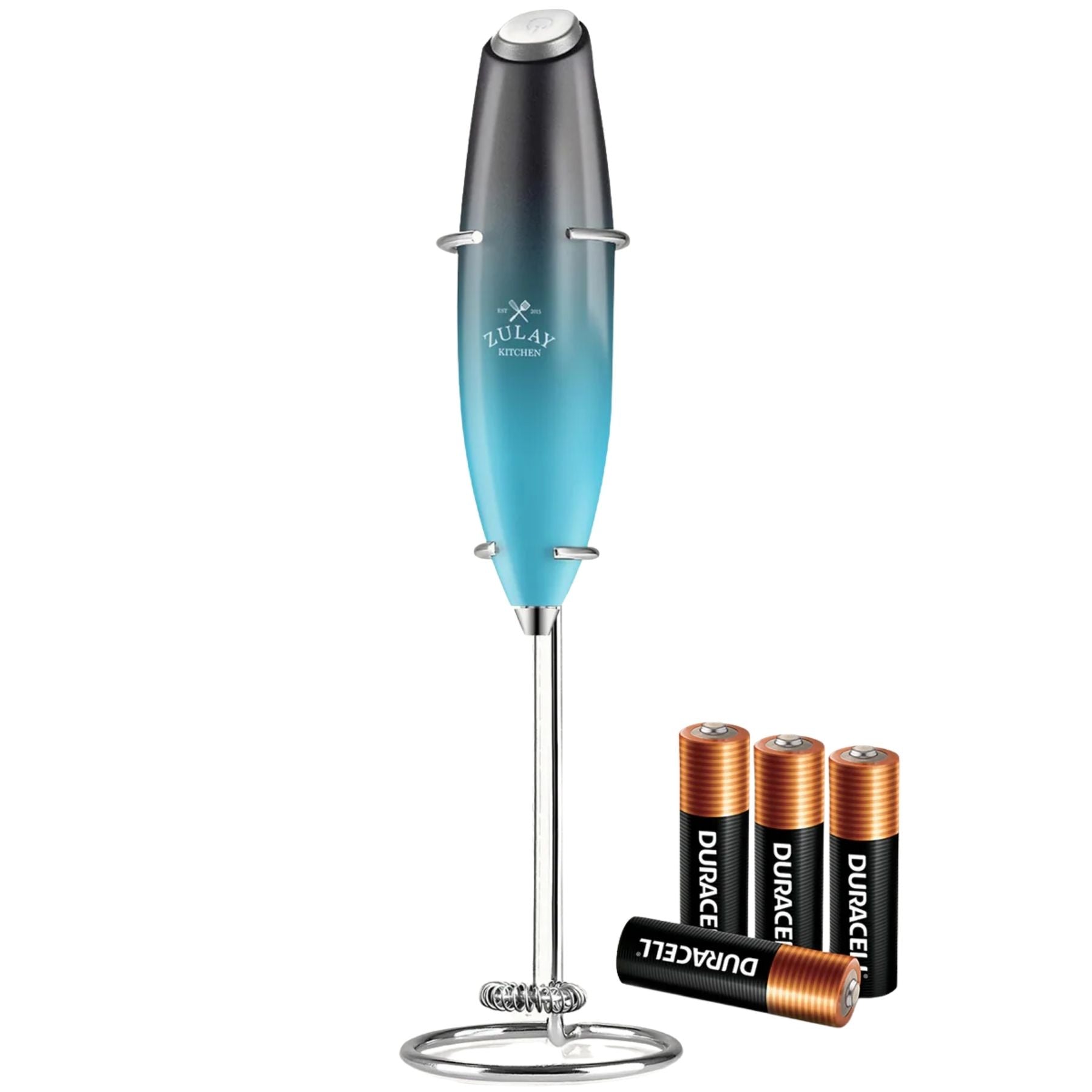 Milk Frother with 4 Batteries - Duracell Powered - Black n Teal Blend by Zulay Kitchen