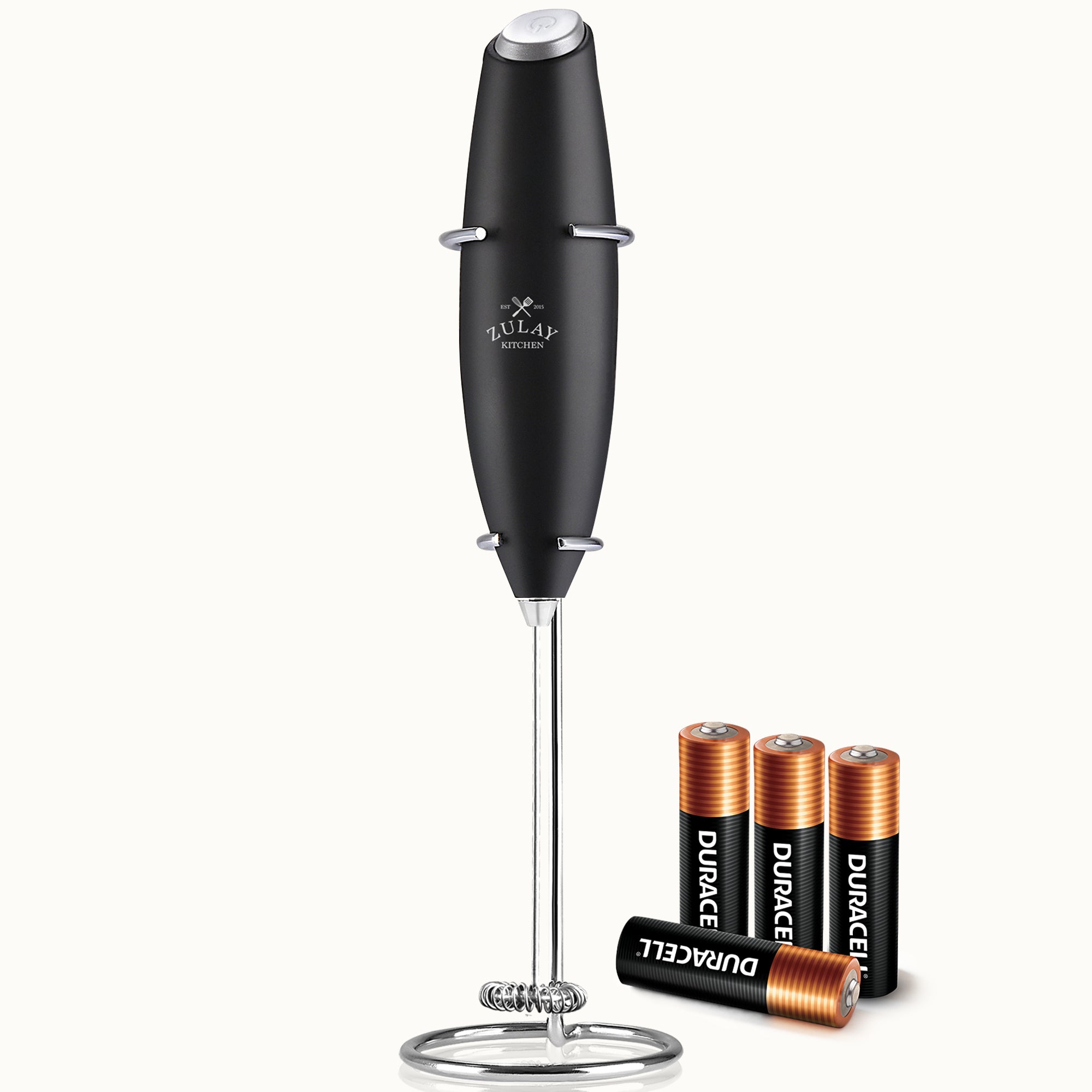 Milk Frother with 4 Batteries - Duracell Powered - Black by Zulay Kitchen