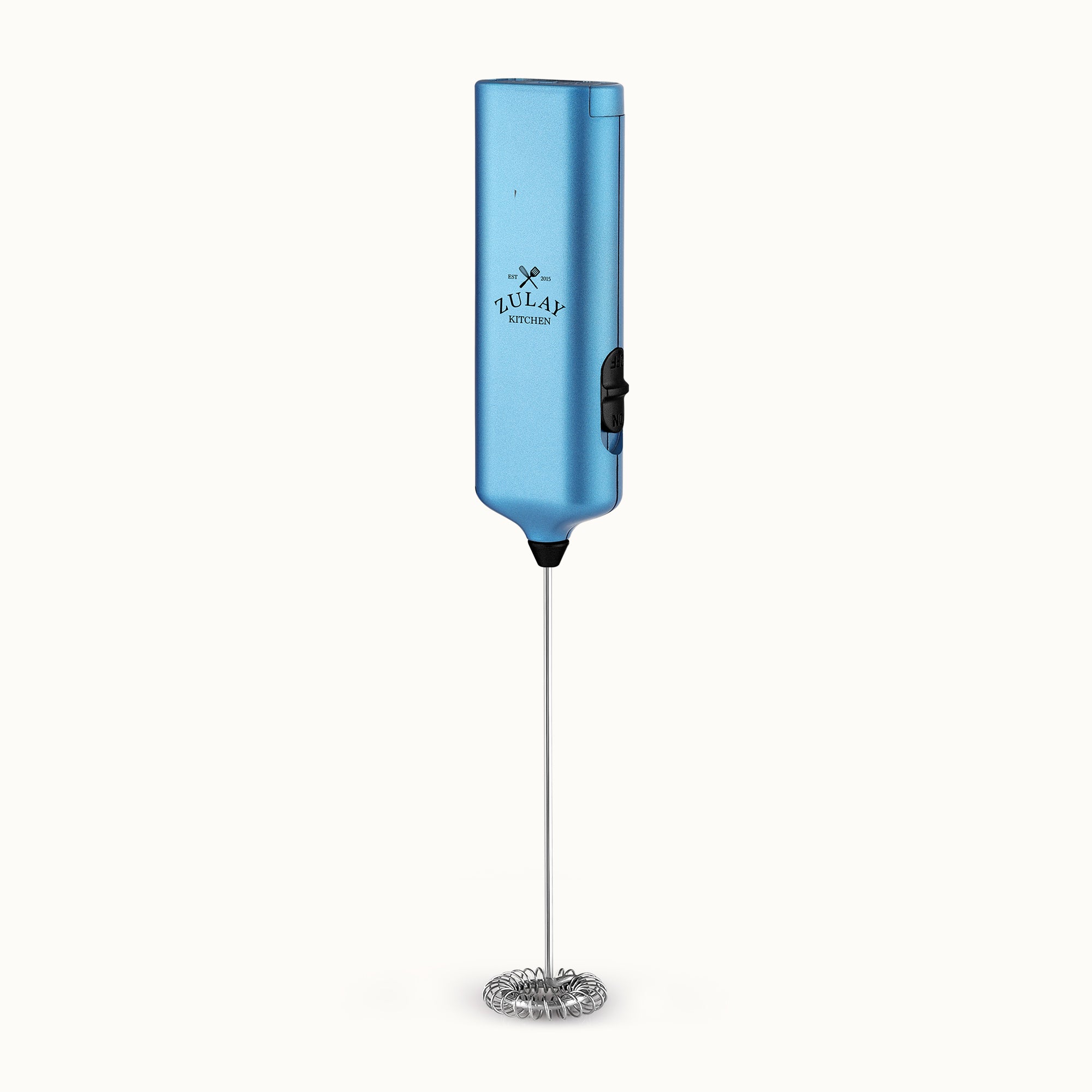 Mini Milk Frother - Metallic Blue Black Button