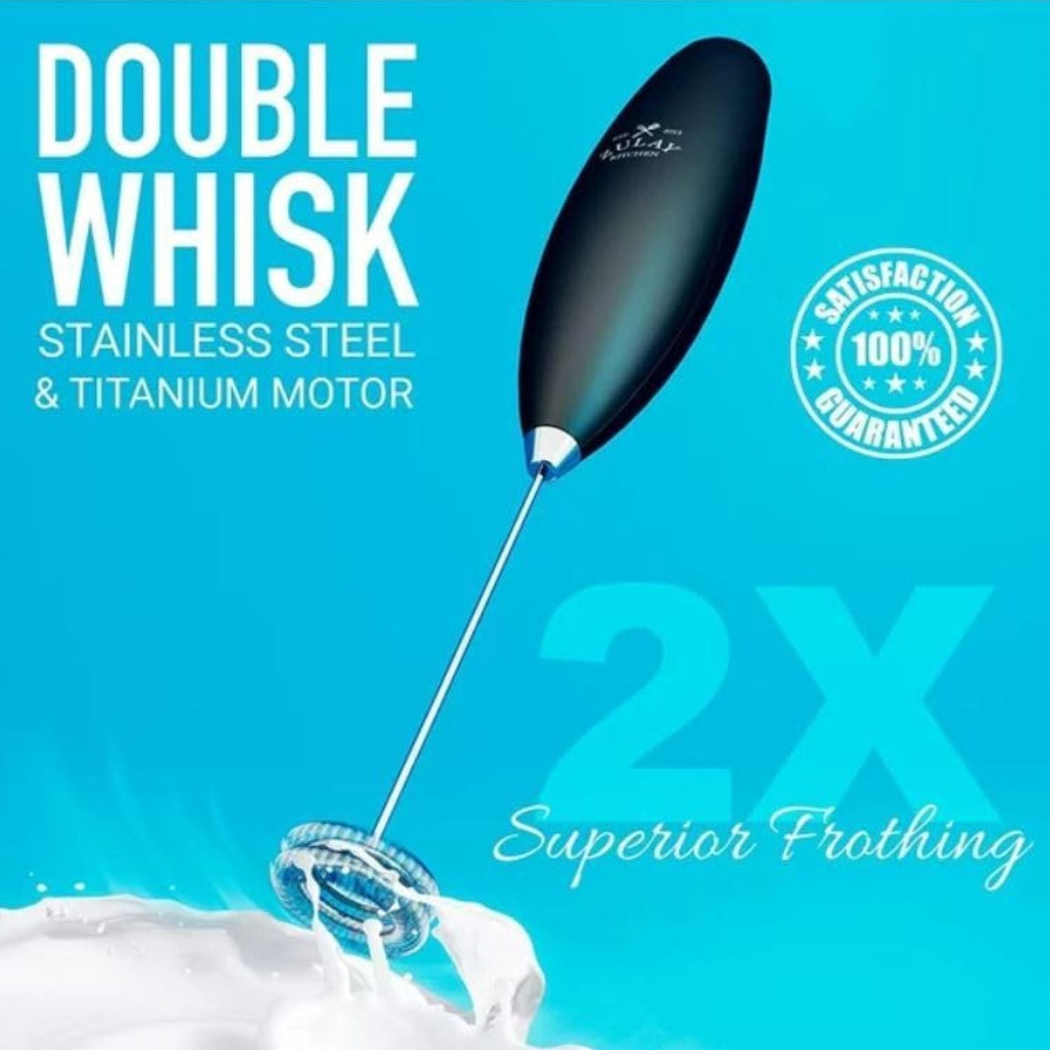 Stainless Steel Double Whisk Milk Frother (Without Stand) by Zulay Kitchen