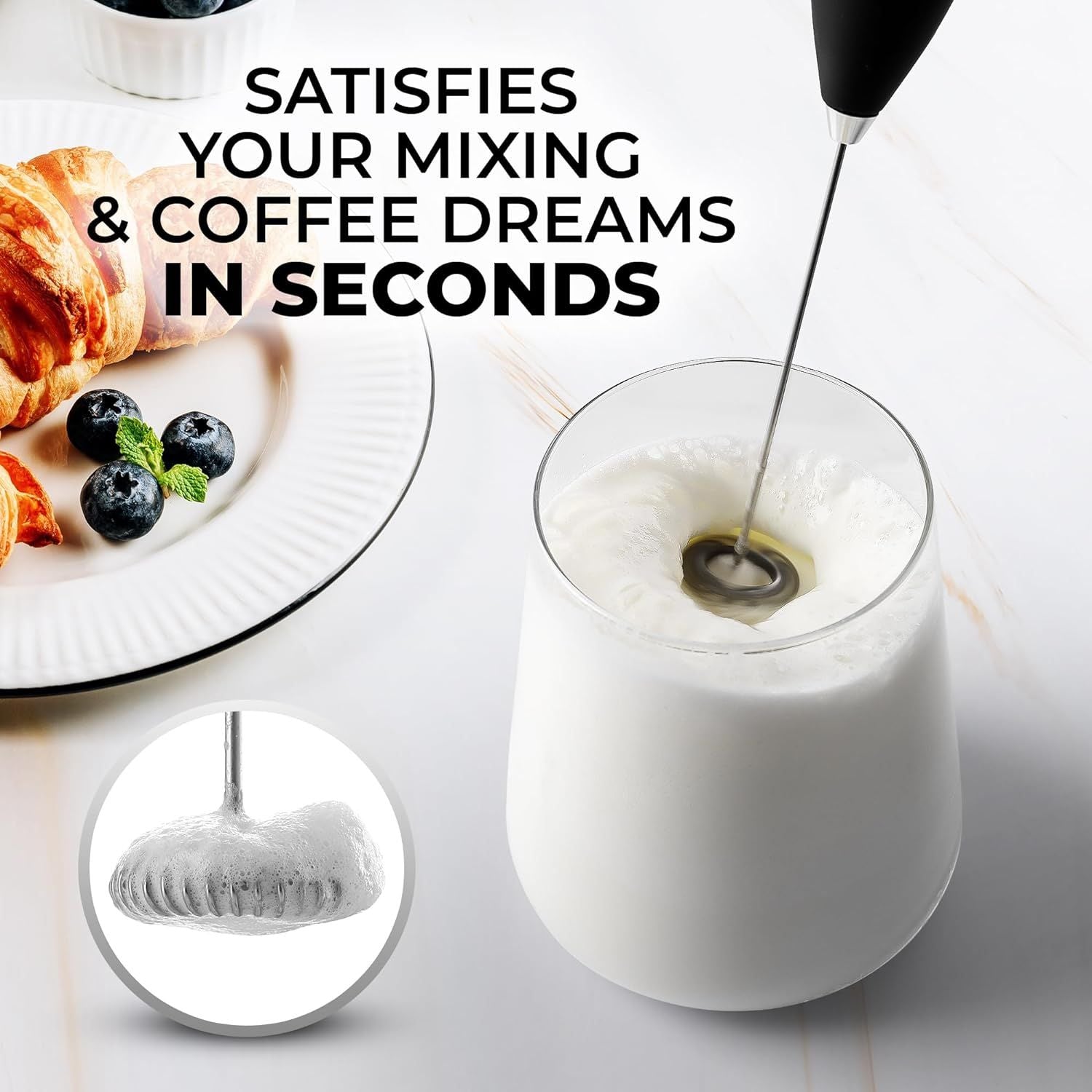 Creamy Froth in Seconds with Milk Frother (Without Stand) by Zulay Kitchen