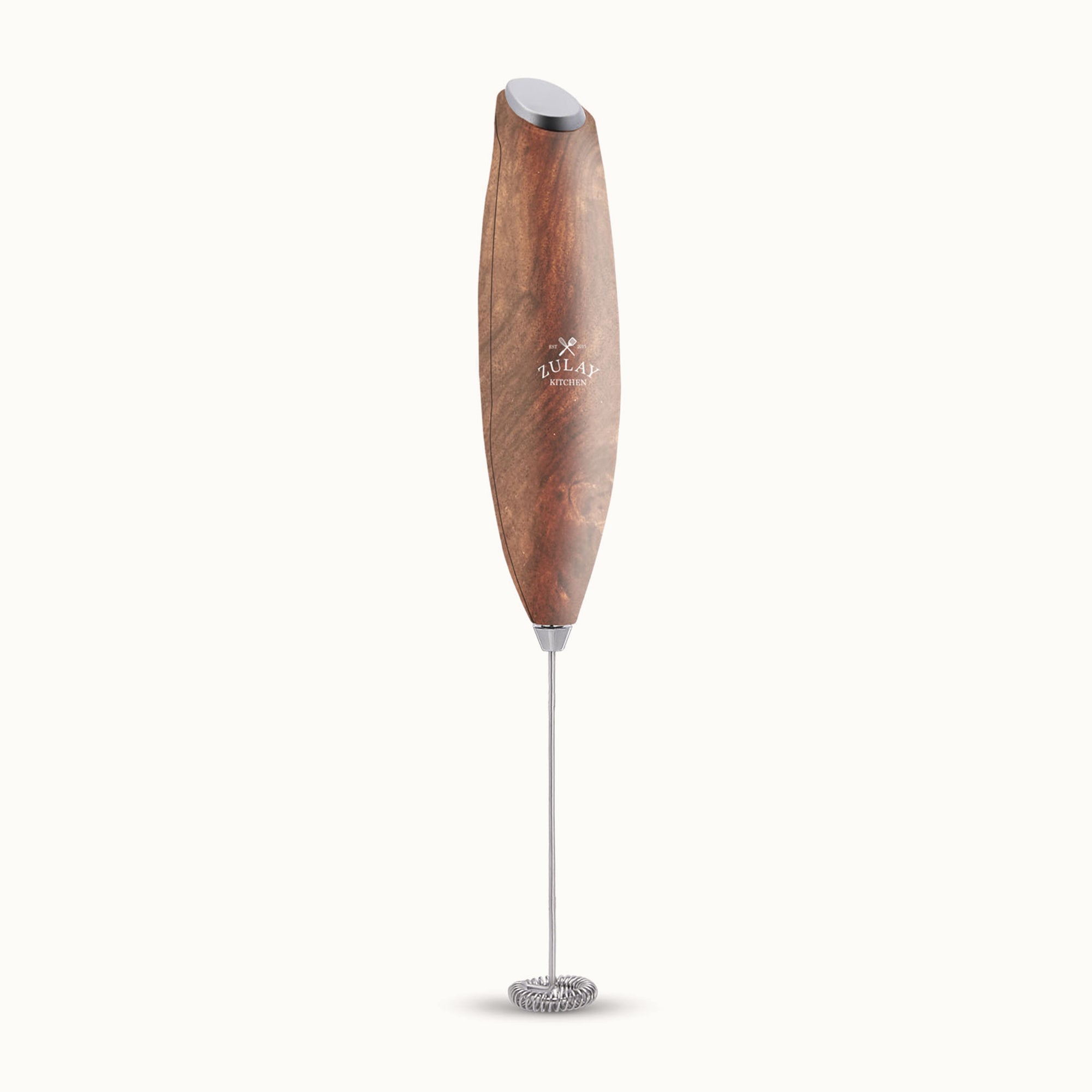 Zulay Milk Frother (Without Stand)-Walnut by Zulay Kitchen