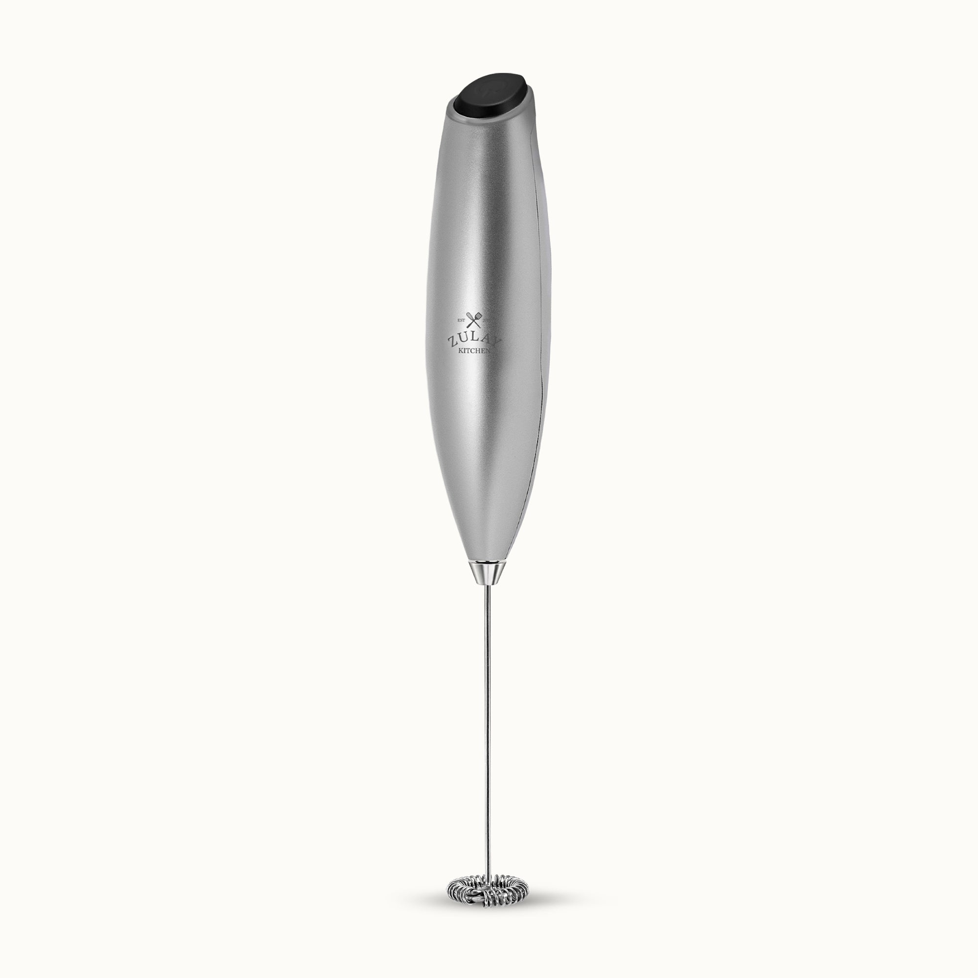 Zulay Milk Frother (Without Stand)- Silver with Black Button by Zulay Kitchen