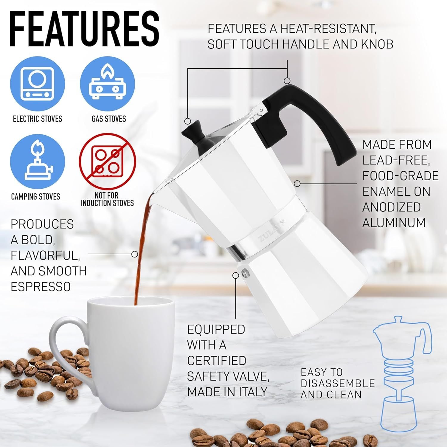 Produces A Bold, Flavorful, and Smooth Espresso by Zulay Kitchen