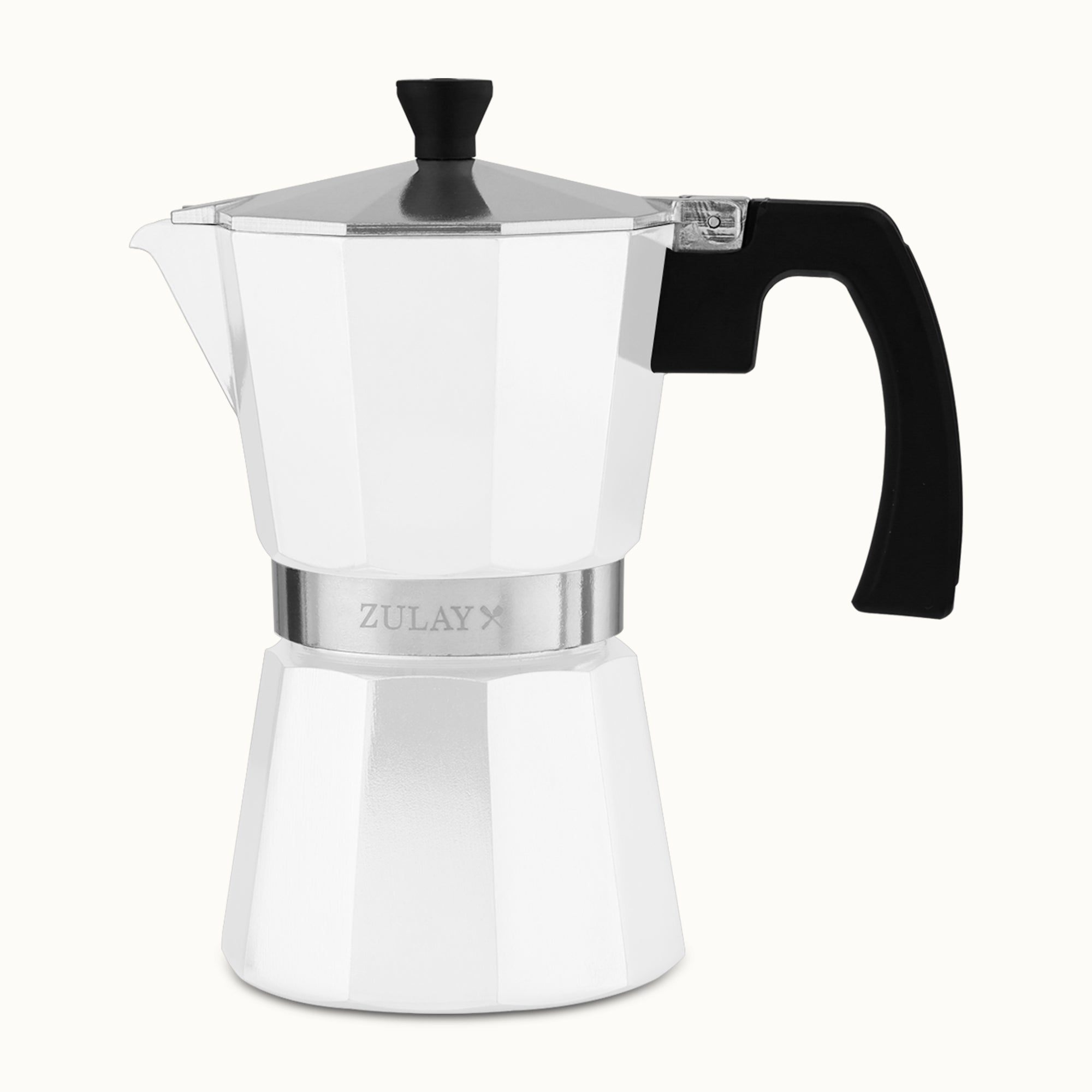 Moka Pot Espresso Maker - 12 Cup White Black Handle by Zulay Kitchen