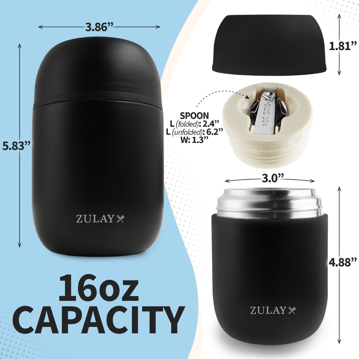 16 oz Capacity Vacuum Insulated Lunch Container by Zulay Kitchen