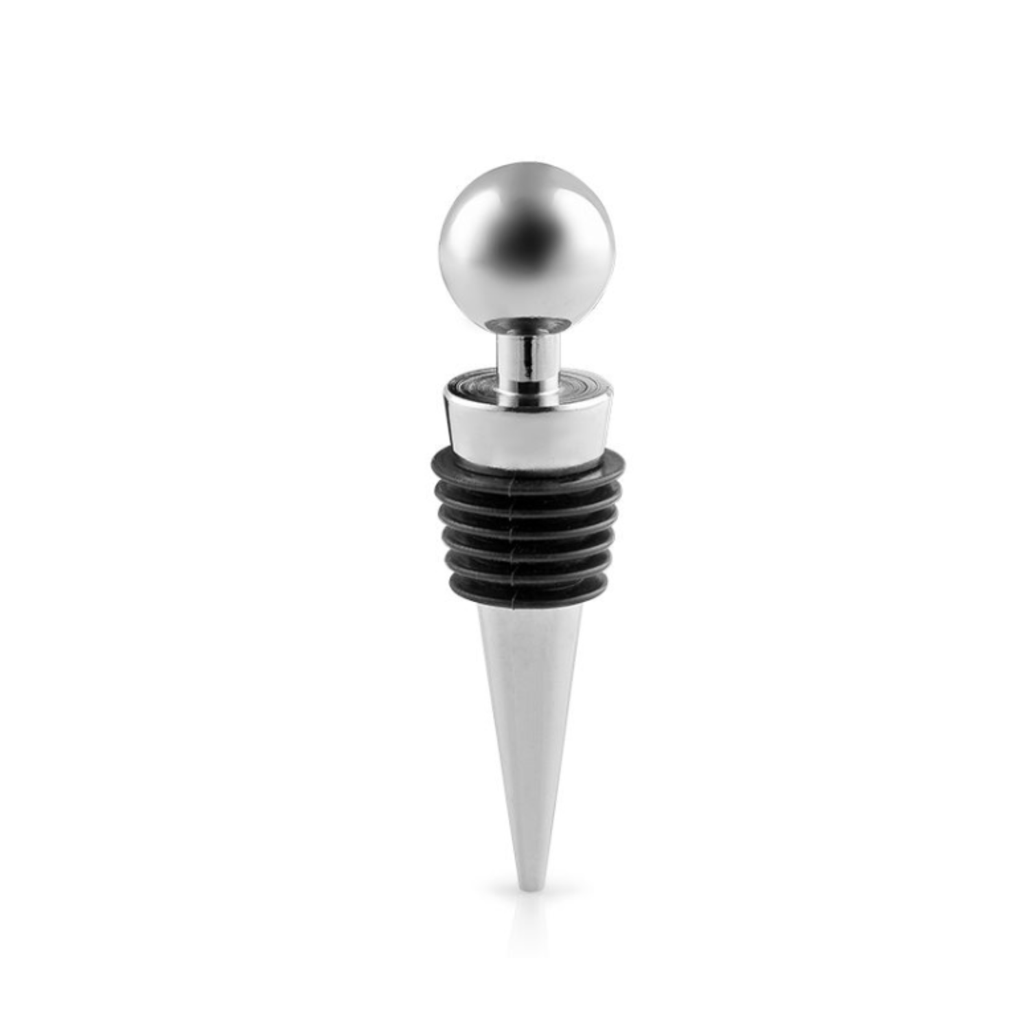 Zulay Silver wine bottle stopper on a white background