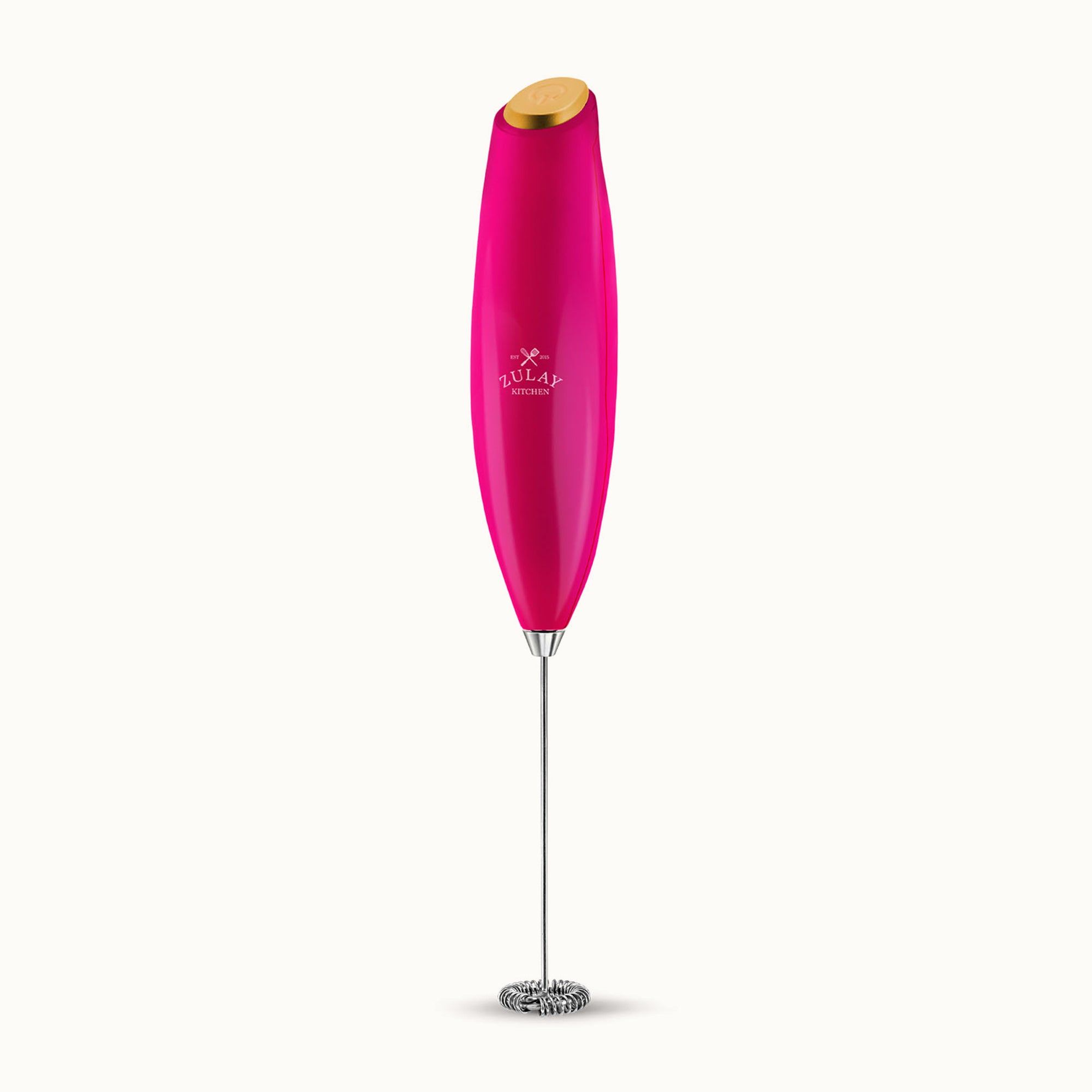 Zulay Milk Frother (Without Stand)-Hot Pink with Gold Button by Zulay Kitchen