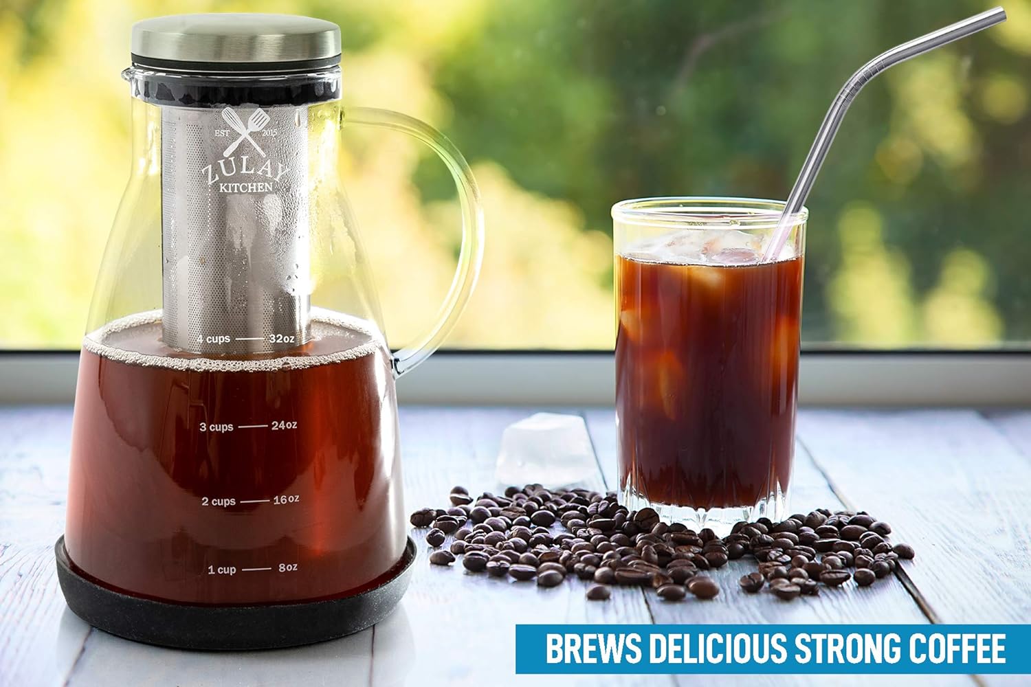 Cold Brew Coffee Maker with Glass Carafe Brews Rich, Smooth Coffee At Home by Zulay Kitchen