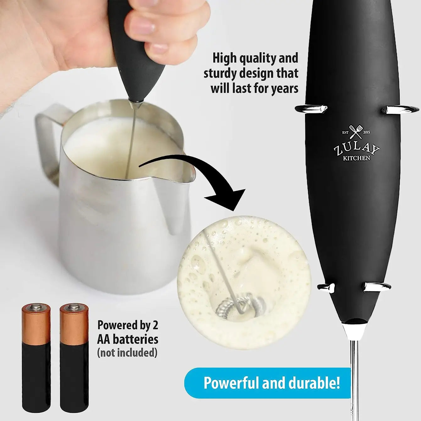 Milk Boss Milk Frother With Stand Black