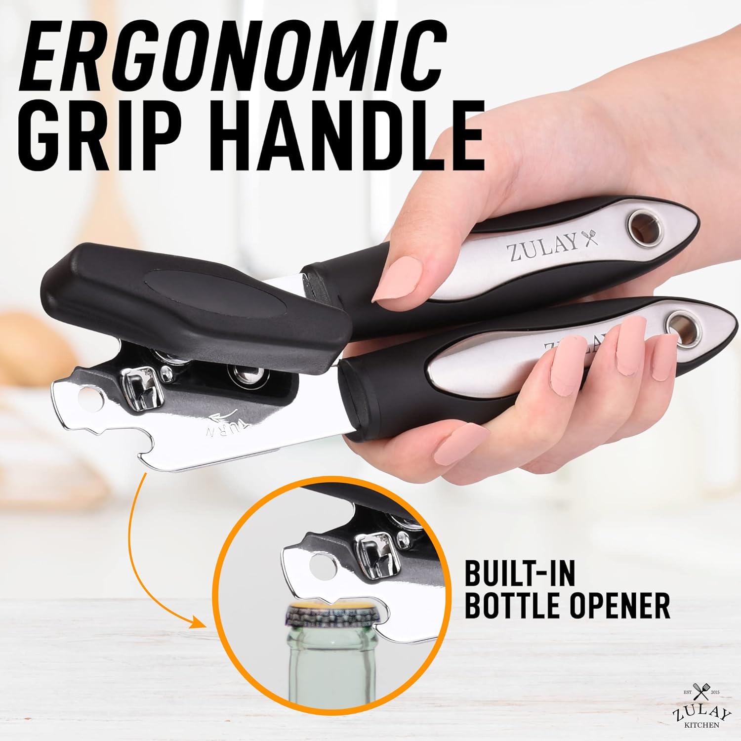 Ergonomic grip handle Soft Edge Can Opener