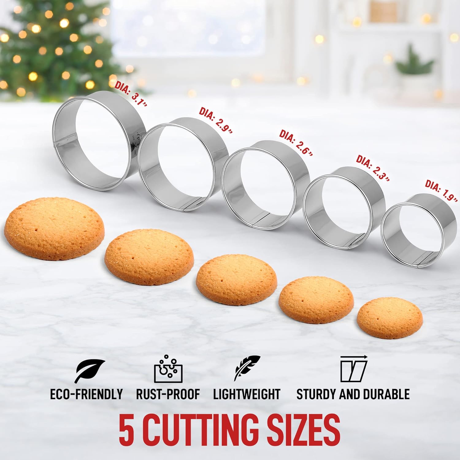 Round Assorted Cookie Cutters Molds For Dough & Pastries