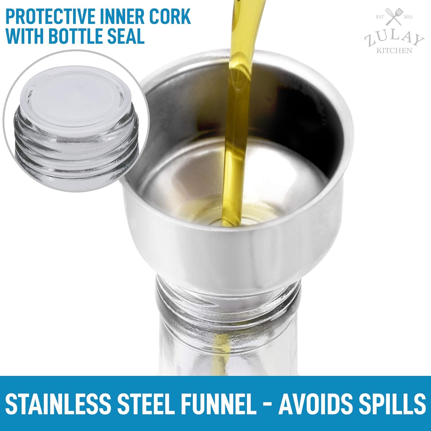 Olive Oil Dispenser Bottle with stainless steel funnel