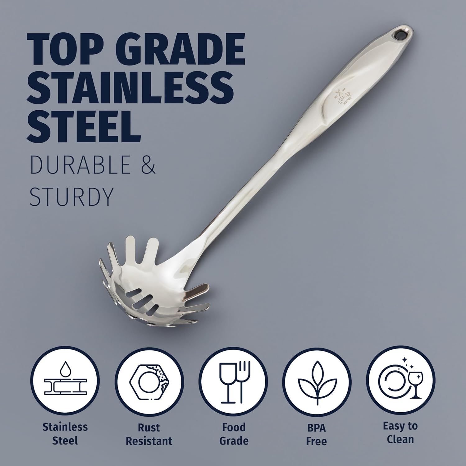 Rust-Resistant Pasta Spoon for Everyday Cooking by Zulay Kitchen