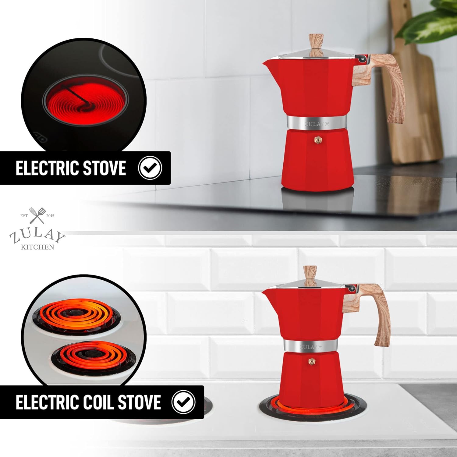 Stovetop Espresso Cup Moka Pot compatible with electric stove and electric coil stove