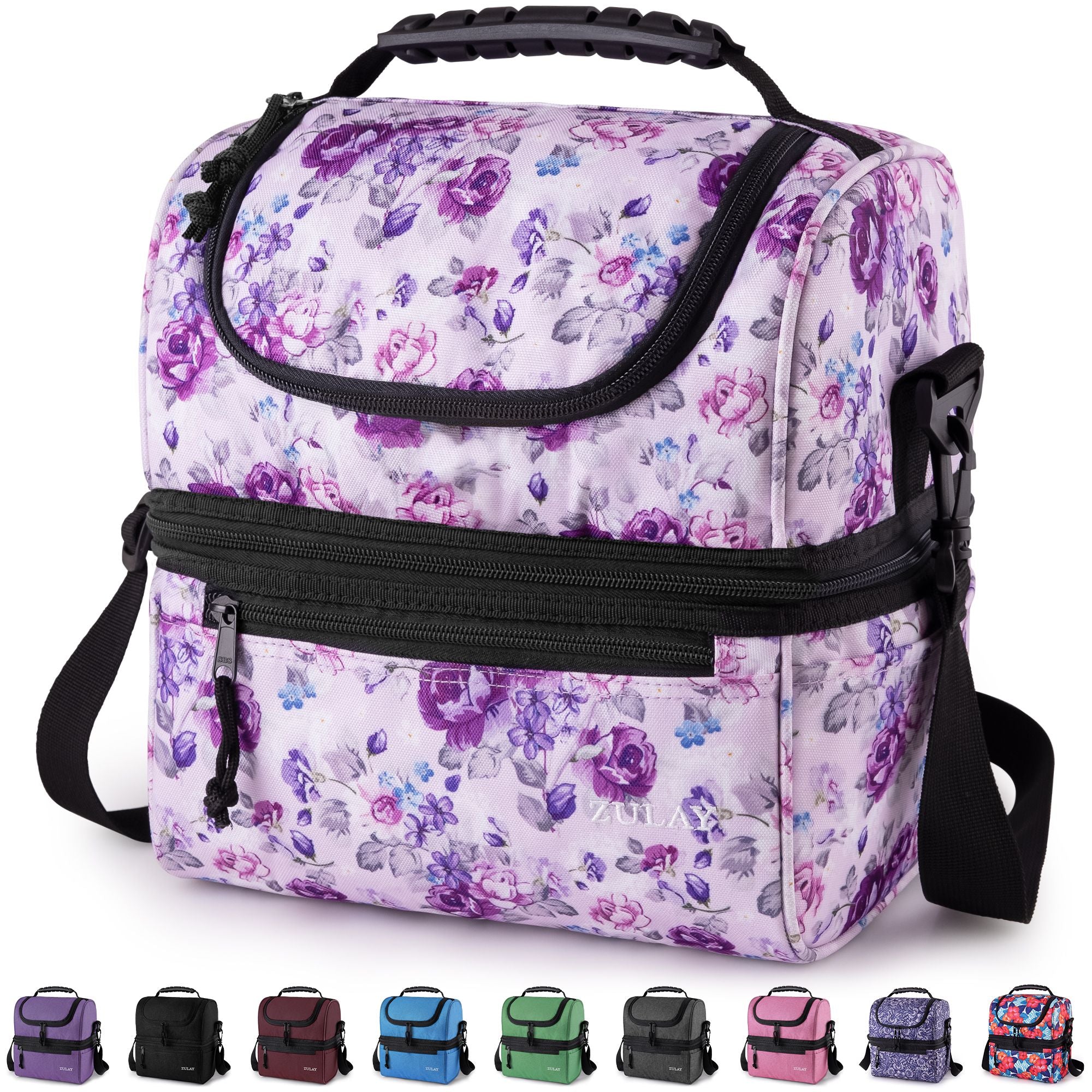 Insulated 2-Compartment Lunch Box Bag With Strap
