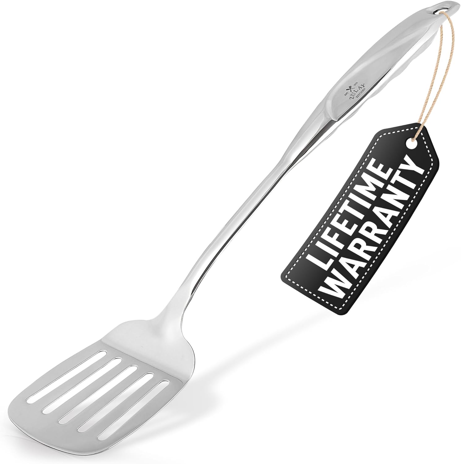 Zulay Kitchen Slotted Turner Metal Spatula - Silver