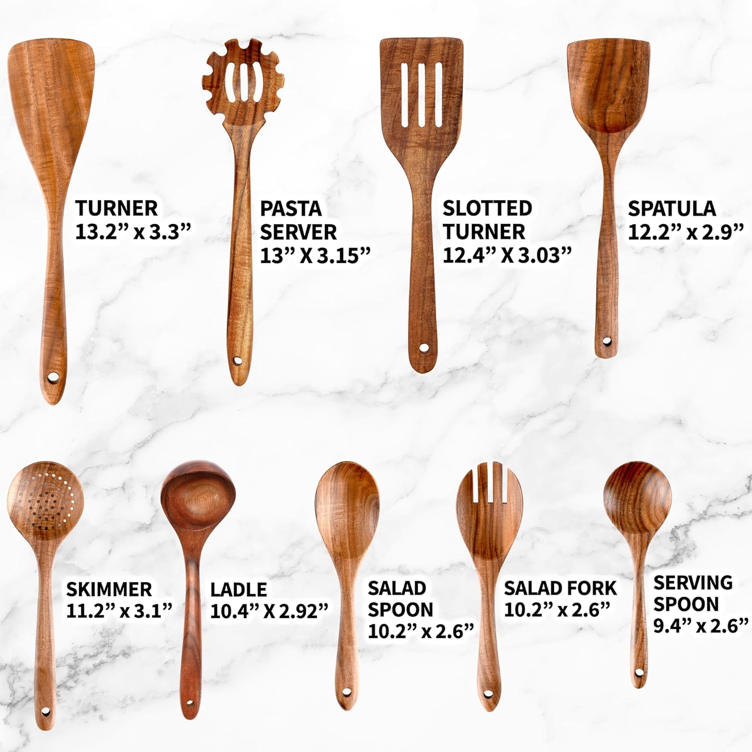 9 piece wooden utensil set