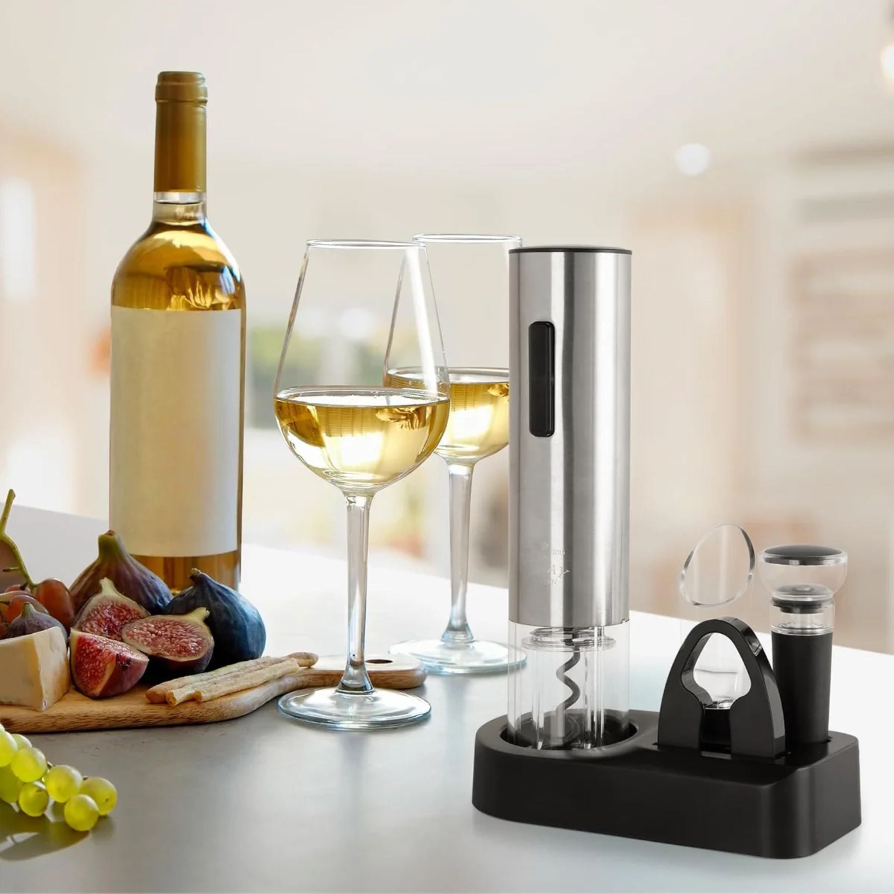 Electric Wine Bottle Opener and white wine