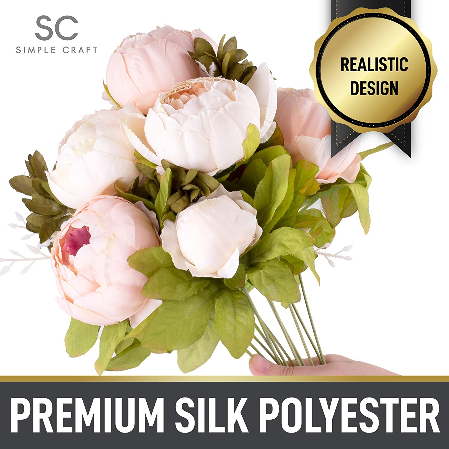 Premium Silk Polyester Peony Flowers Artificial for Decoration by Zulay Kitchen