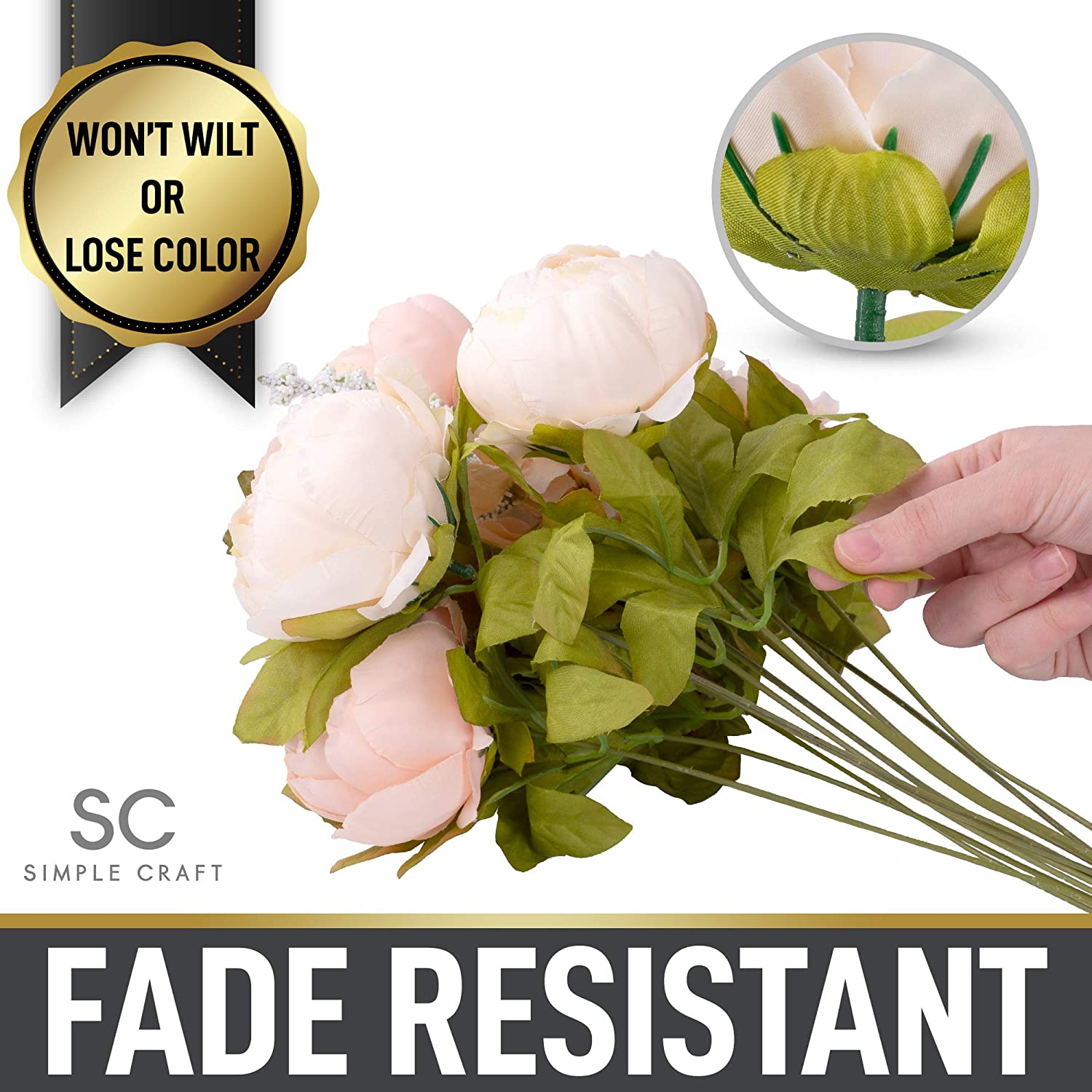 Fade Resistant Peony Flowers Artificial for Decoration by Zulay Kitchen