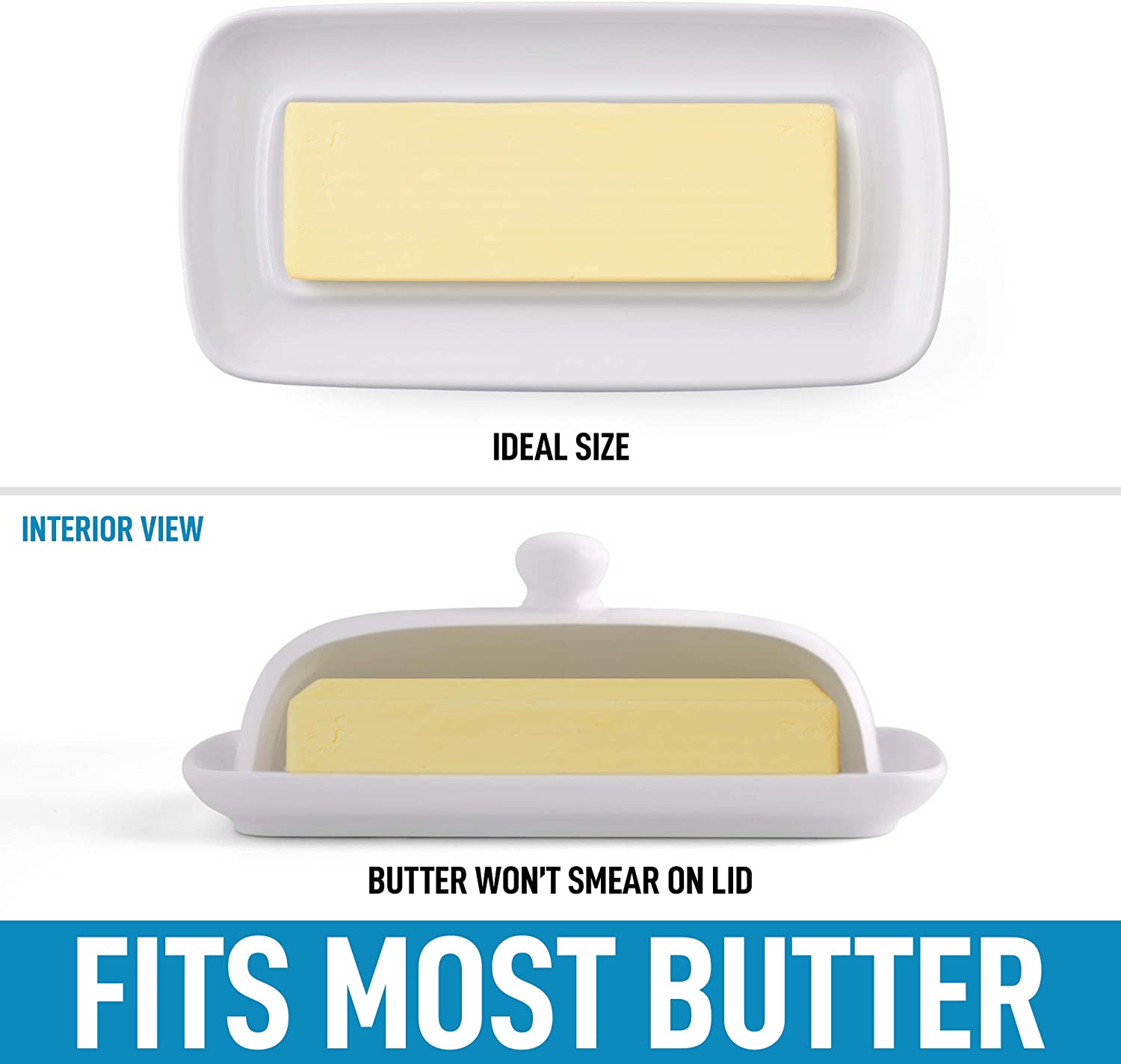Classic Style Porcelain White Butter Dish With Lid - Zulay KitchenZulay Kitchen
