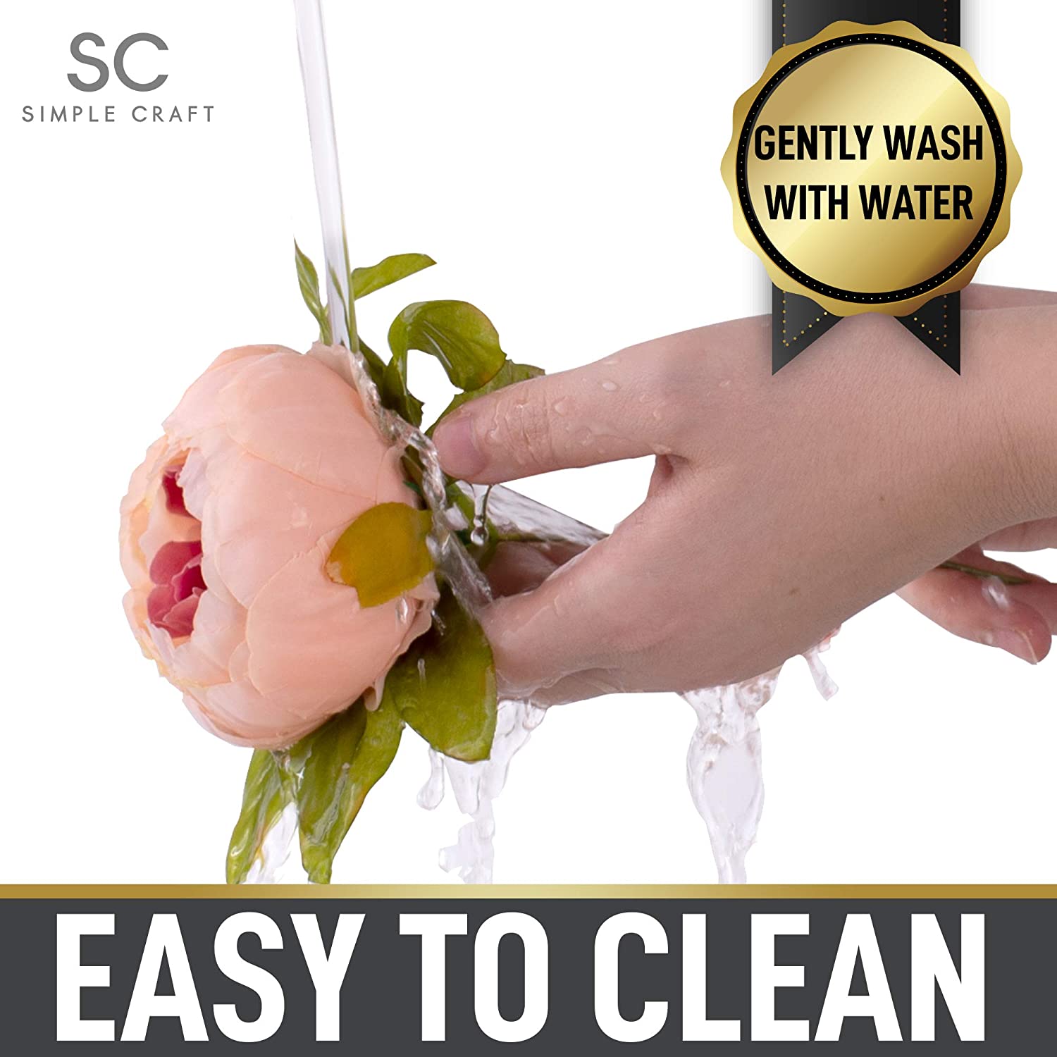 Easy to Clean Peony Flowers Artificial for Decoration by Zulay Kitchen