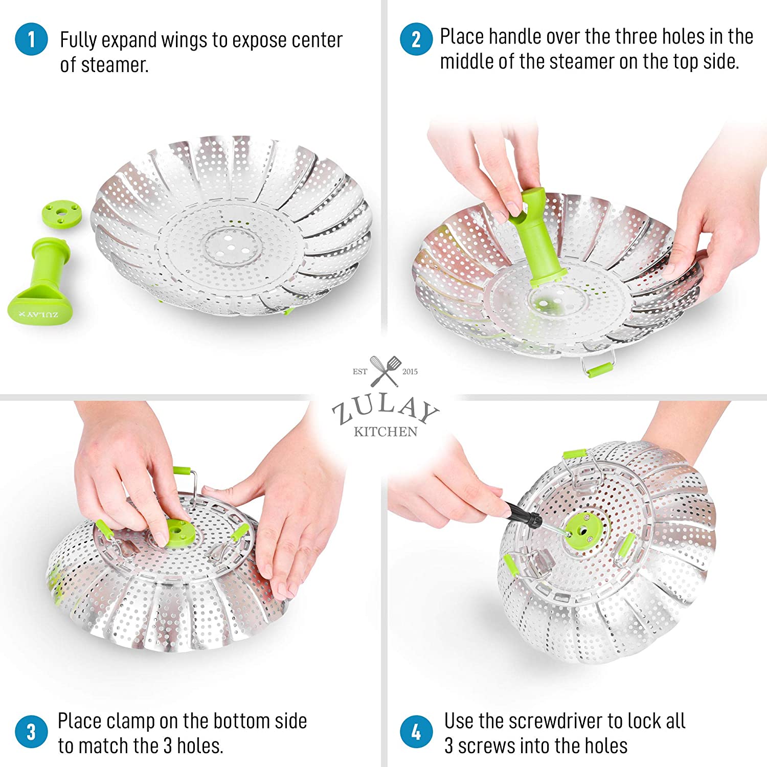 Durable and Thoughtful Construction Vegetable Steamer Basket by Zulay Kitchen