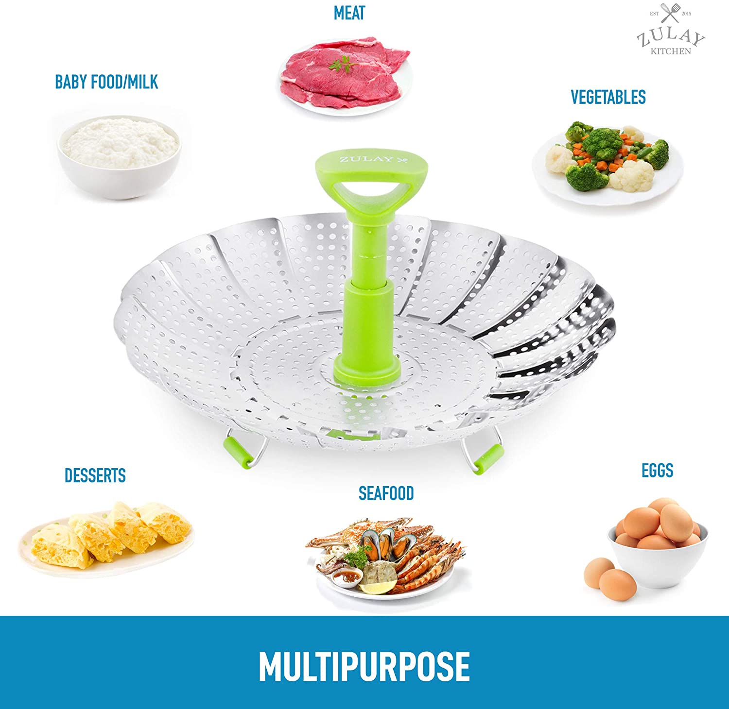 Multipurpose Adjustable Vegetable Steamer Basket by Zulay Kitchen