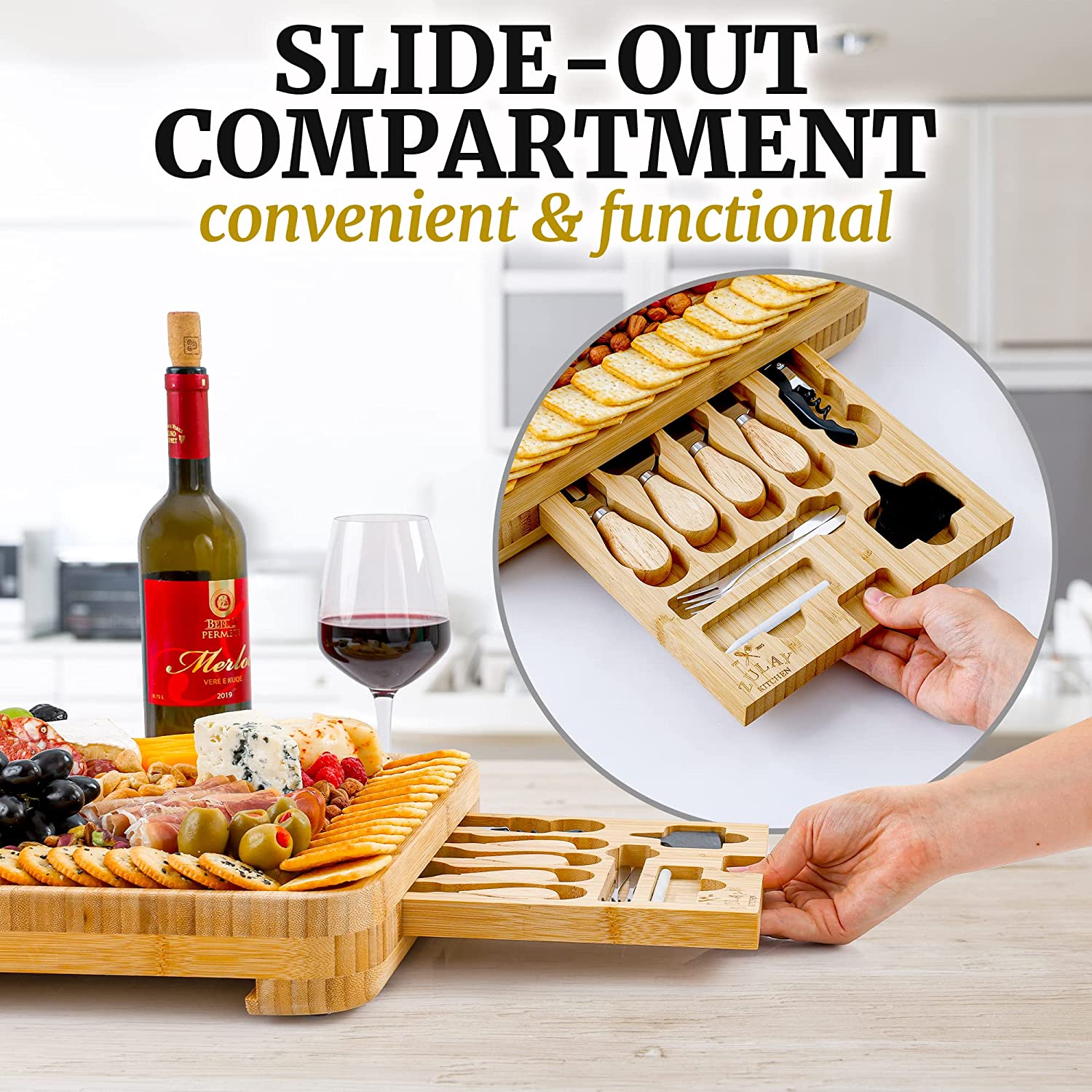 Slide-Out Compartment Cheese Board by Zulay Kitchen