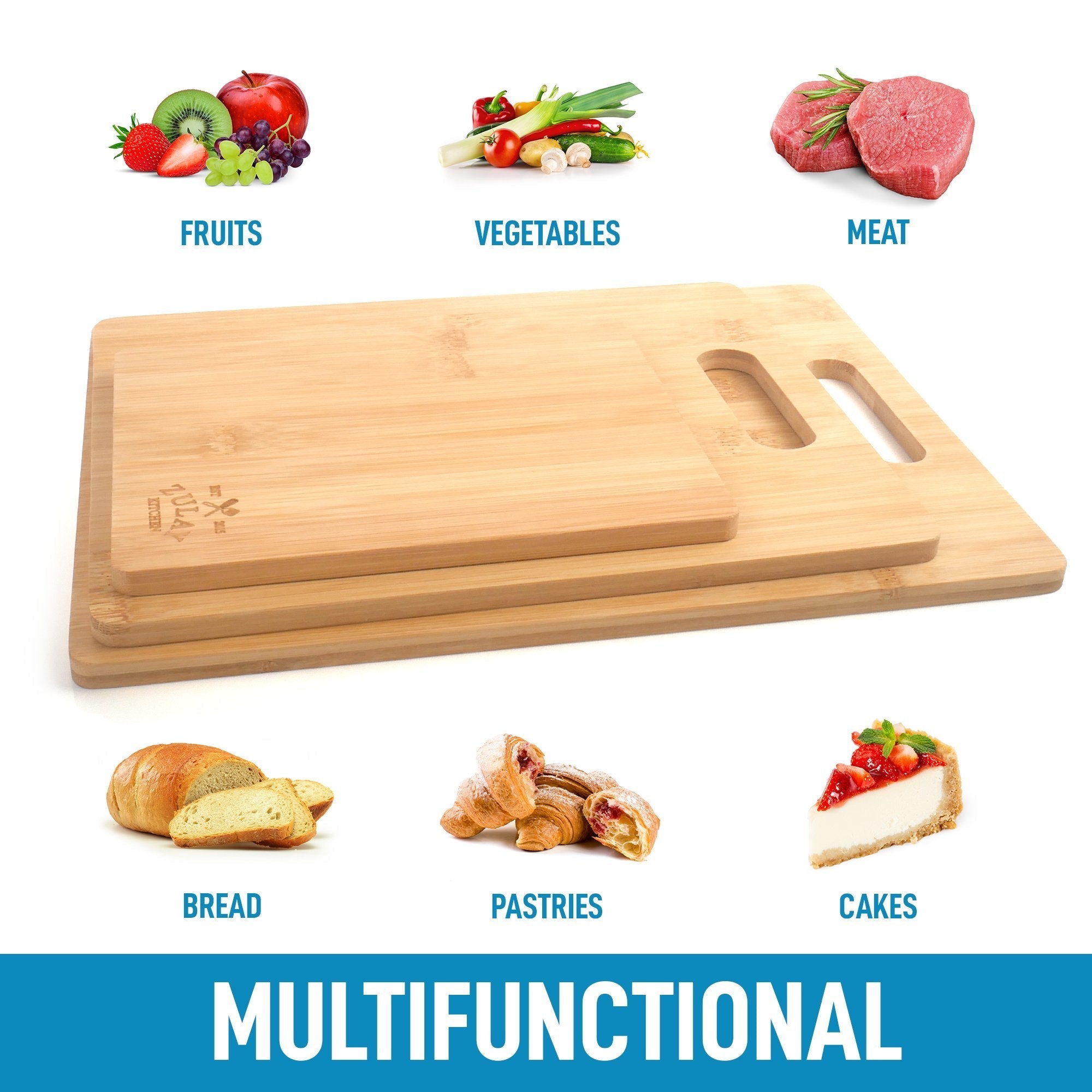 Multifunctional Bamboo Wooden Cutting Boards by Zulay Kitchen