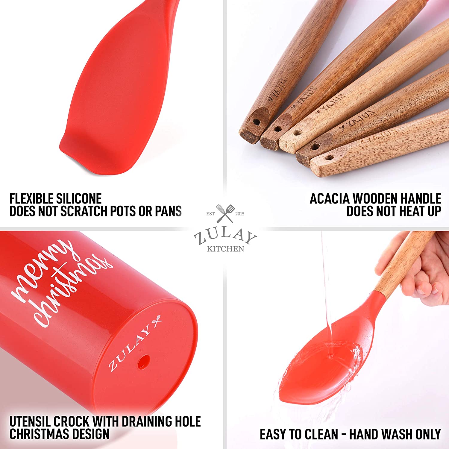 Easy to Clean Christmas Spatula Set by Zulay Kitchen
