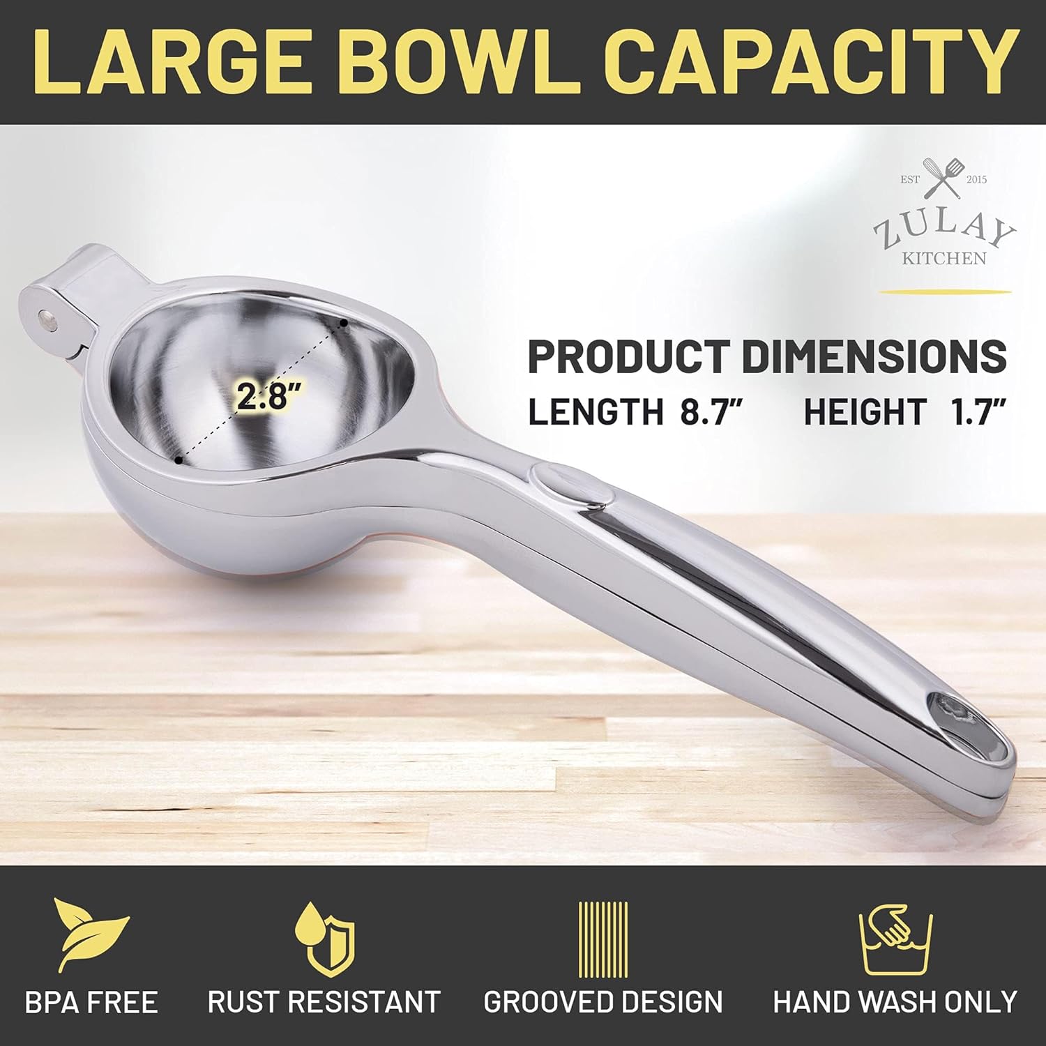 Non-slip Lemon Squeezer - Single Bowl by Zulay Kitchen