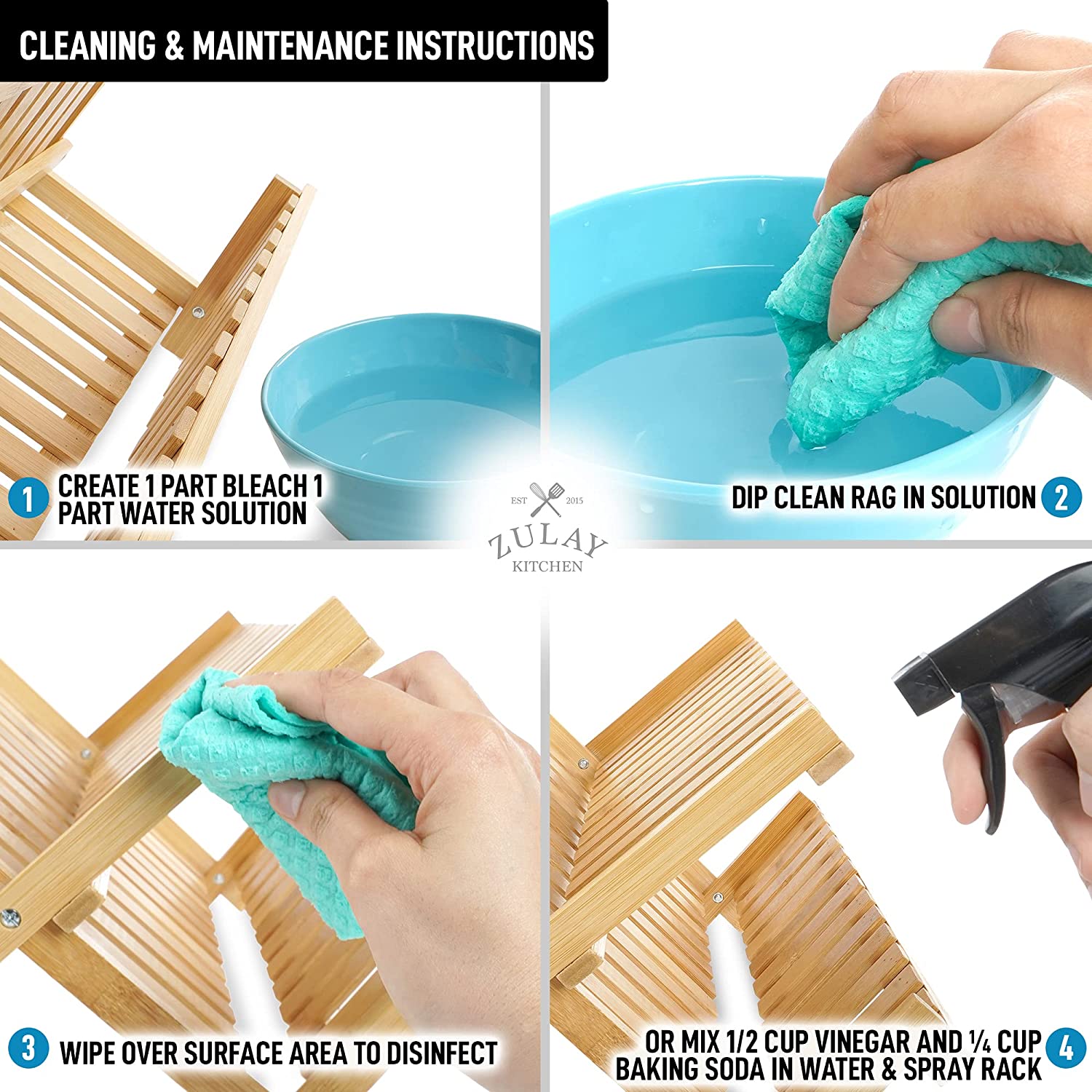 Foldable Bamboo Dish Drying Rack - 2-Tier - Zulay KitchenZulay Kitchen