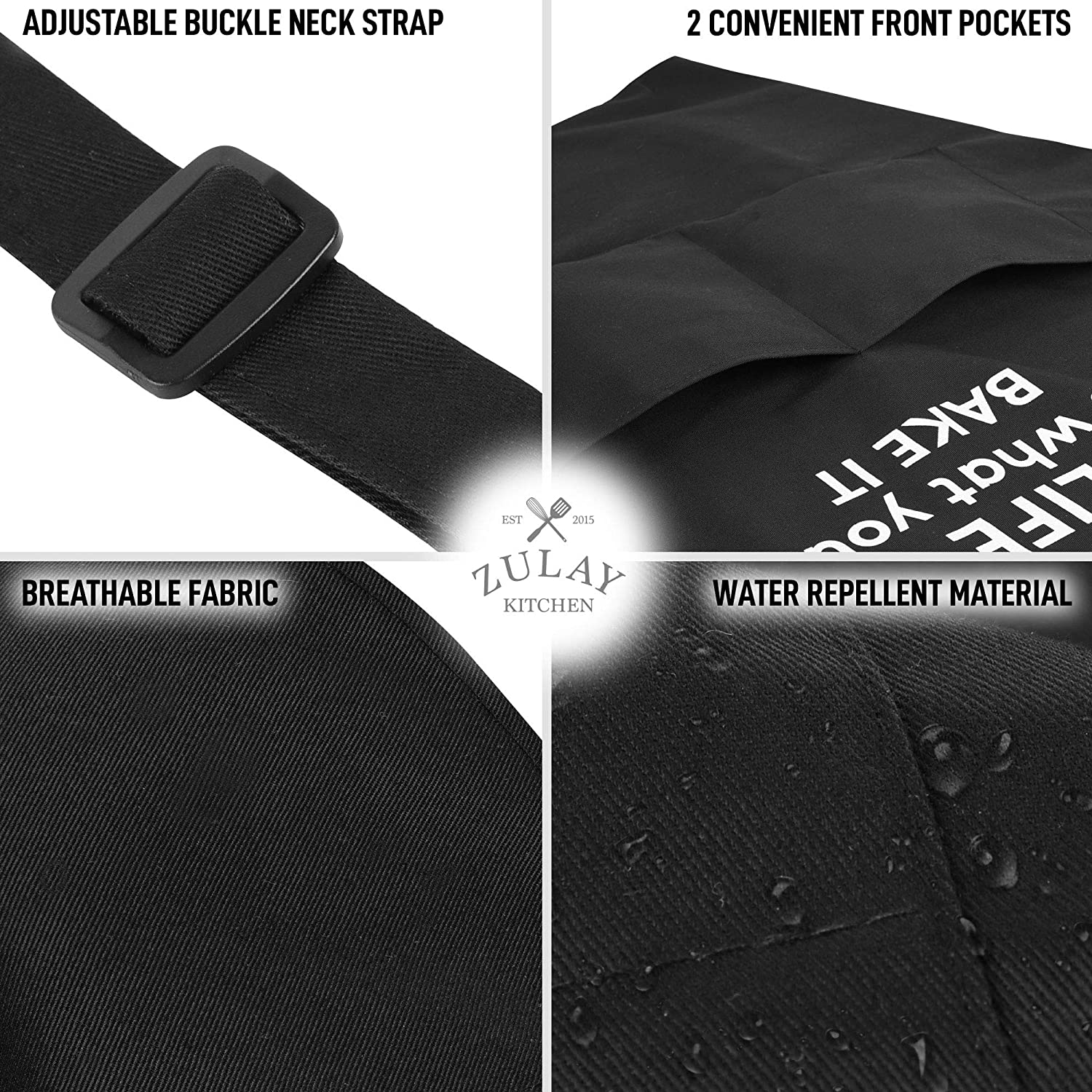 Adjustable and Water Repellent Material Apron by Zulay Kitchen