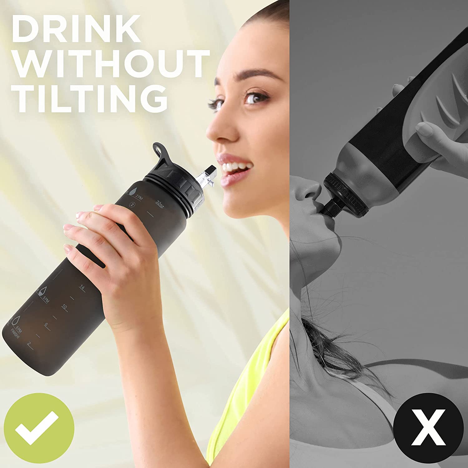 Hydration Nation Water Bottle With Time Marker (32 oz) - Zulay KitchenZulay Kitchen