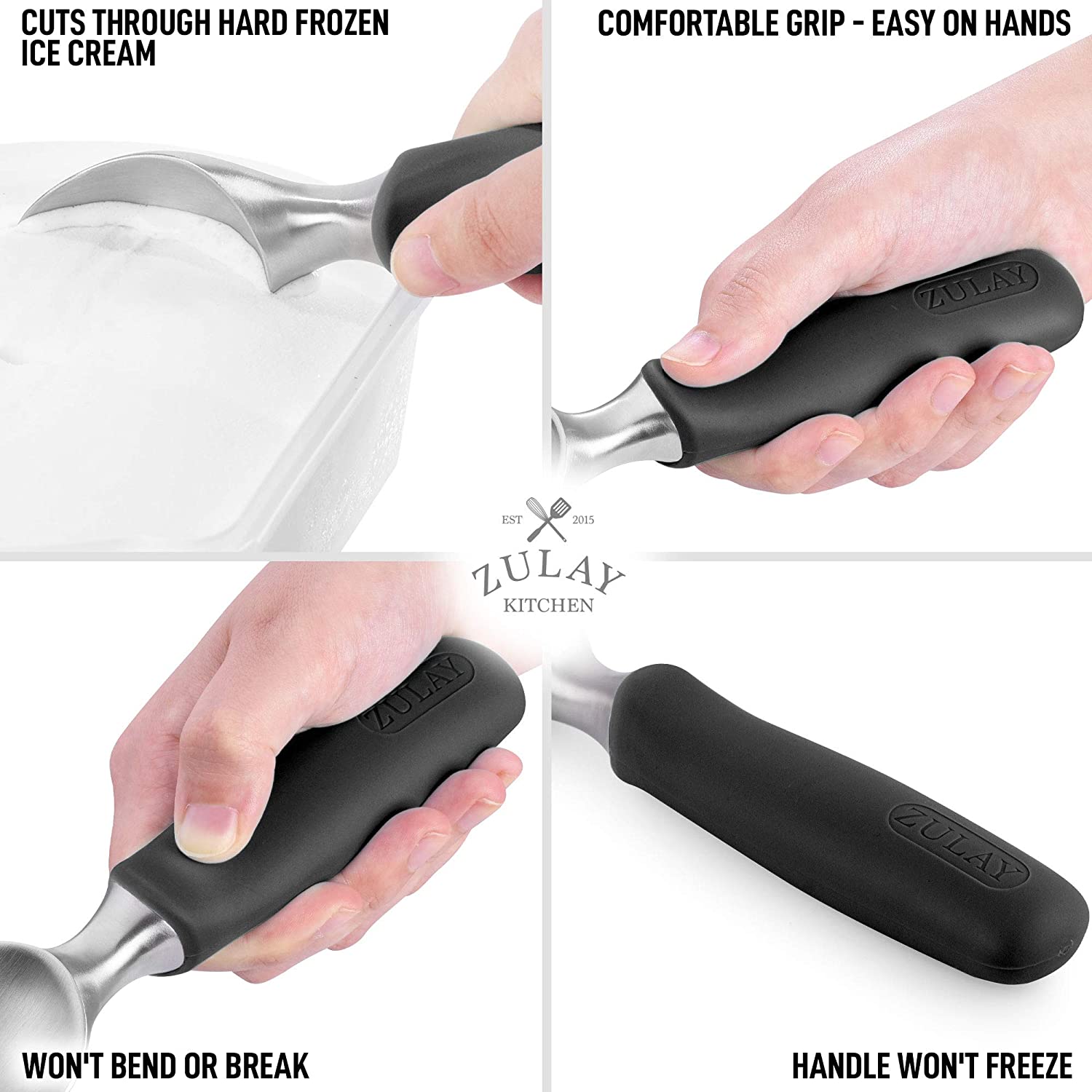 Versatile Ice Cream Scoop With Rubber Grip by Zulay Kitchen