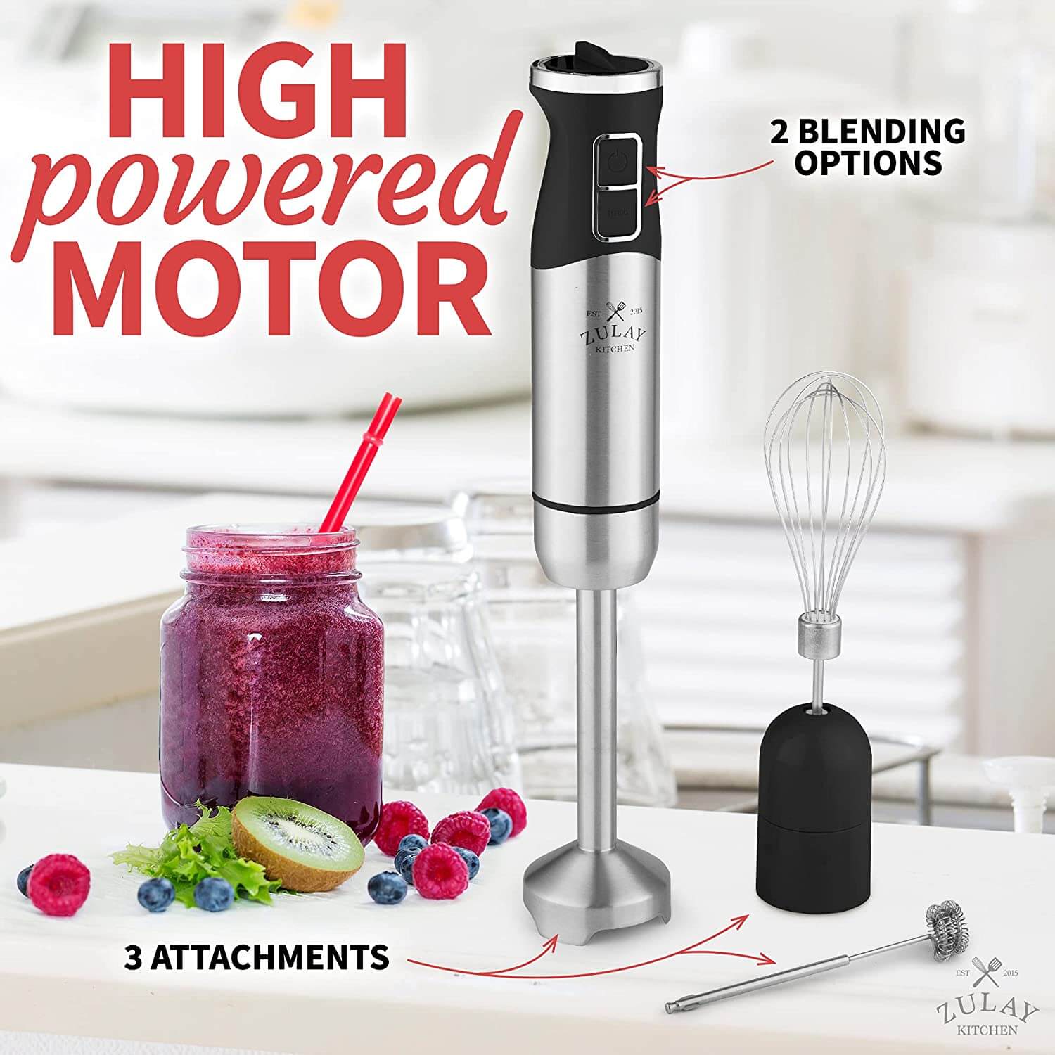 High Powered Motor Immersion Blender Handheld by Zulay Kitchen