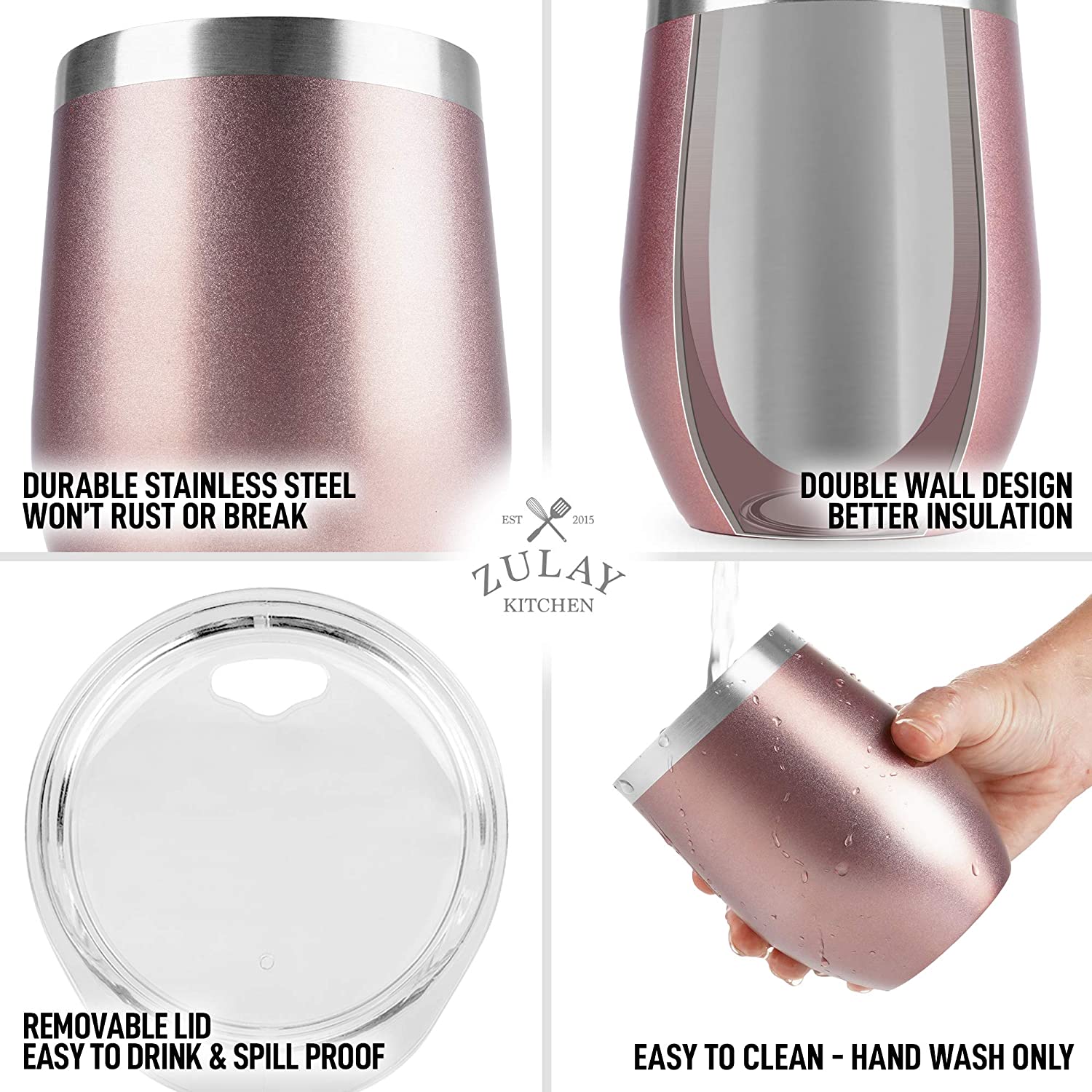 Easy to Clean and Use Insulated Wine Tumbler by Zulay Kitchen