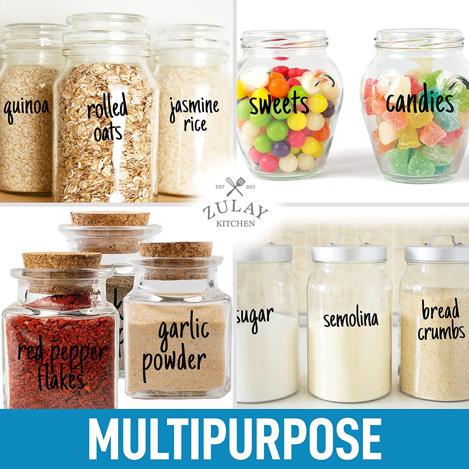 Multipurpose Pantry Labels for Containers by Zulay Kitchen