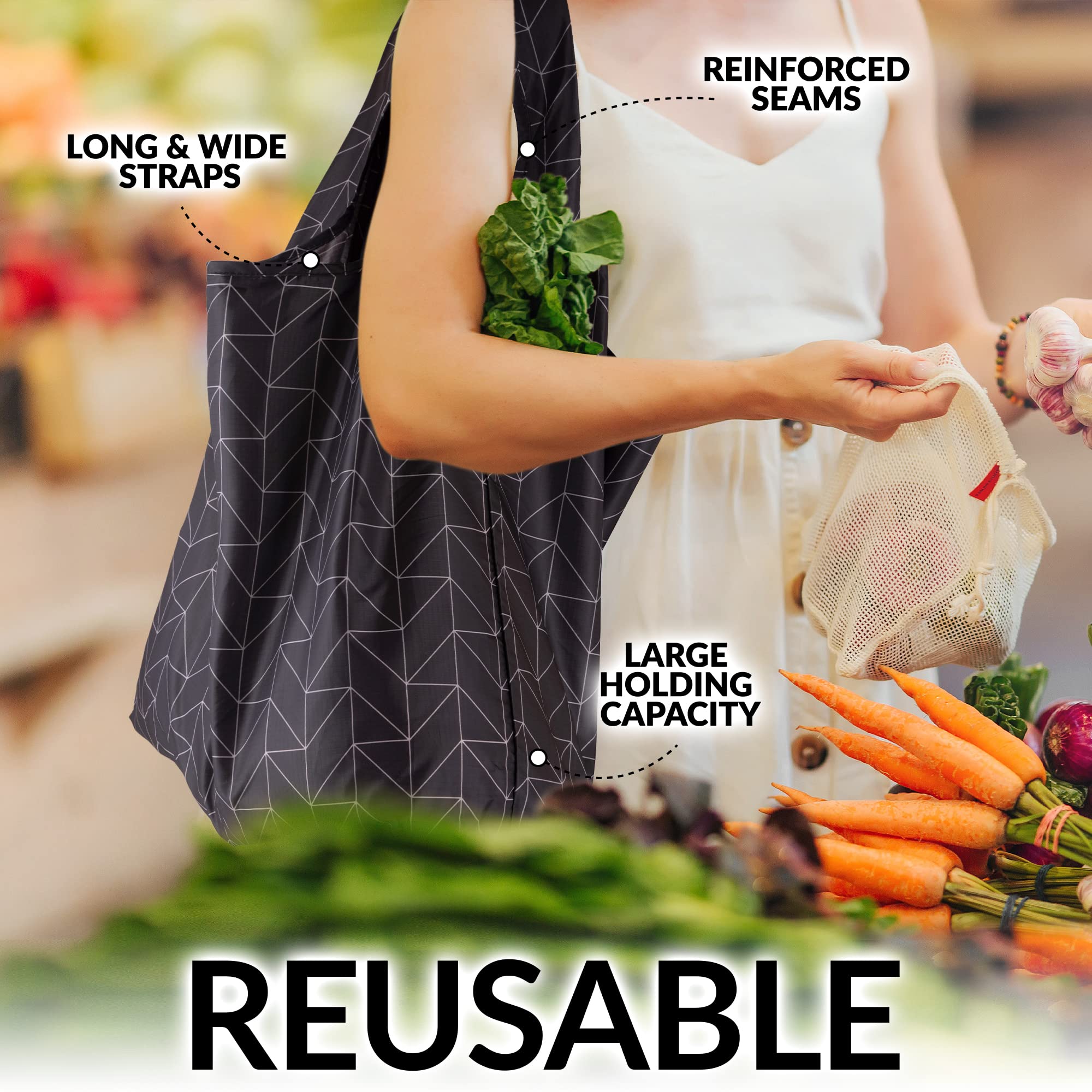Durable Reusable Grocery Bags by Zulay Kitchen